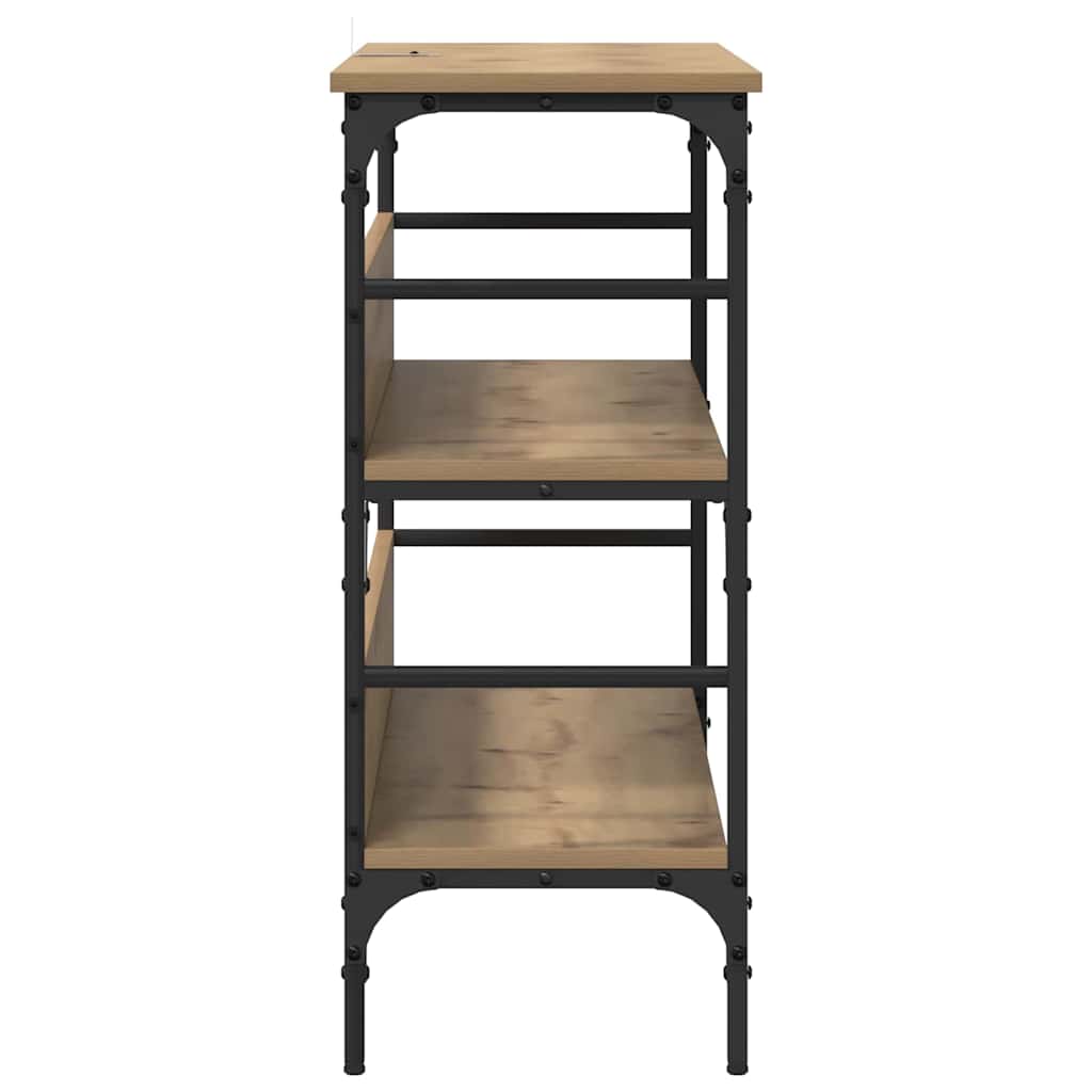 Table console avec étagère chêne artisanal 100 x 32 x 75 cm - XIOS