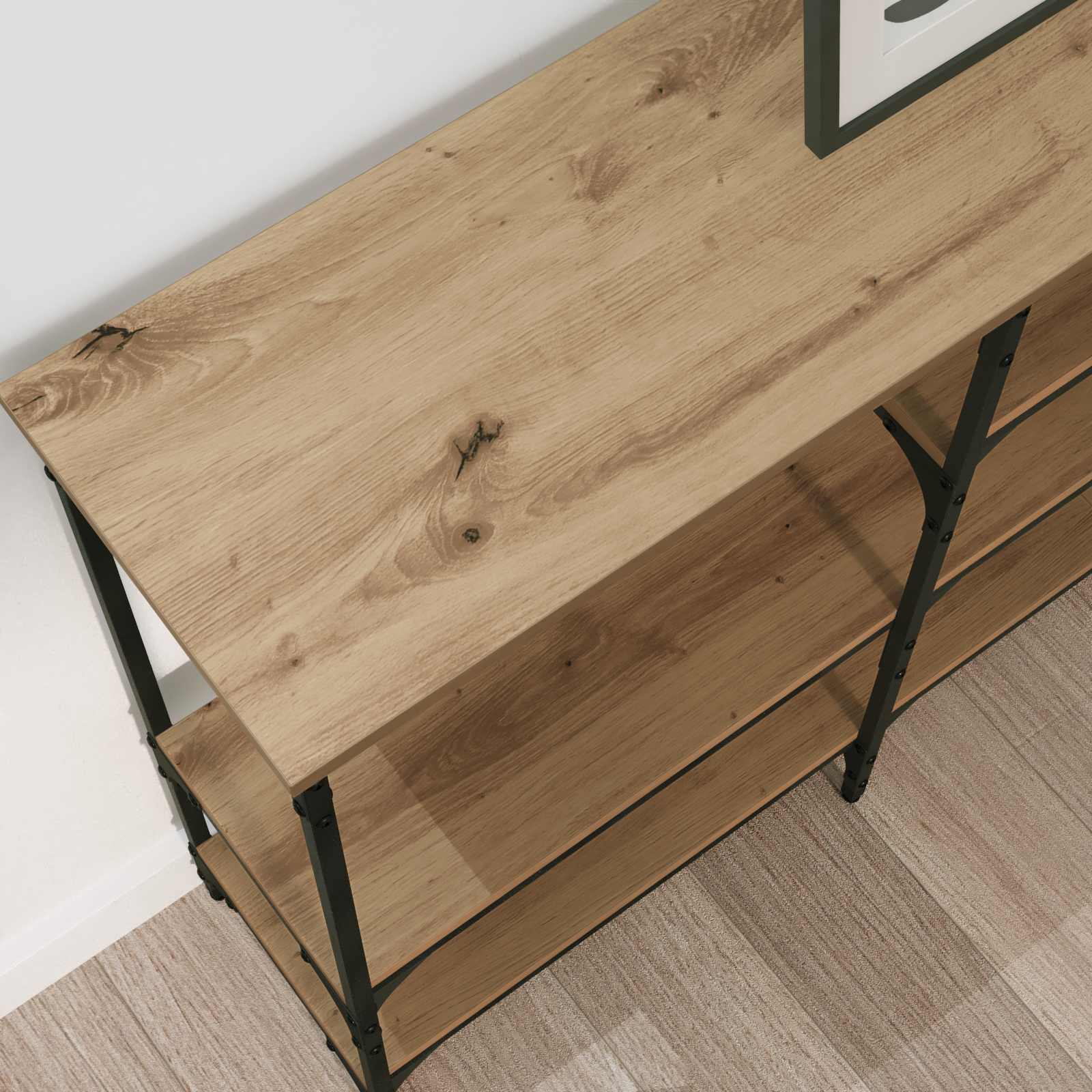 Table console avec étagère chêne artisanal 160 x 29 x 80 cm - XIOS
