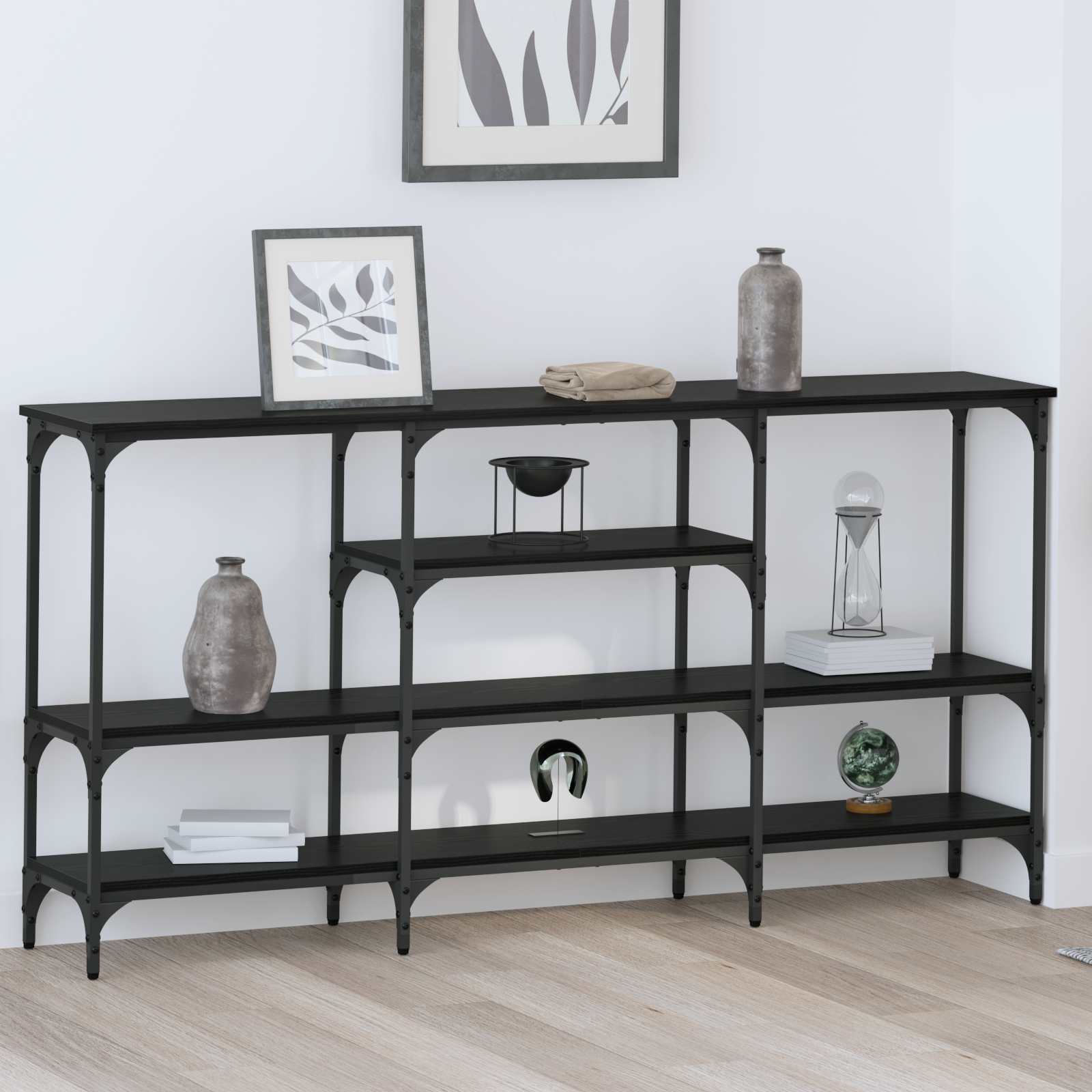 Table console Chêne noir 160 x 29 x 80 cm Bois d'ingénierie - XIOS