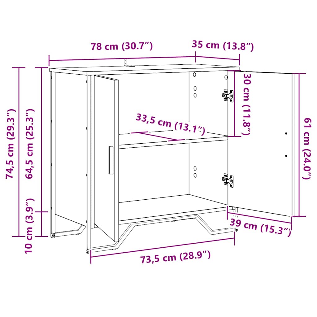 Buffet Marron 78 x 35.5 x 74.5 cm Bois d'ingénierie - XIOS