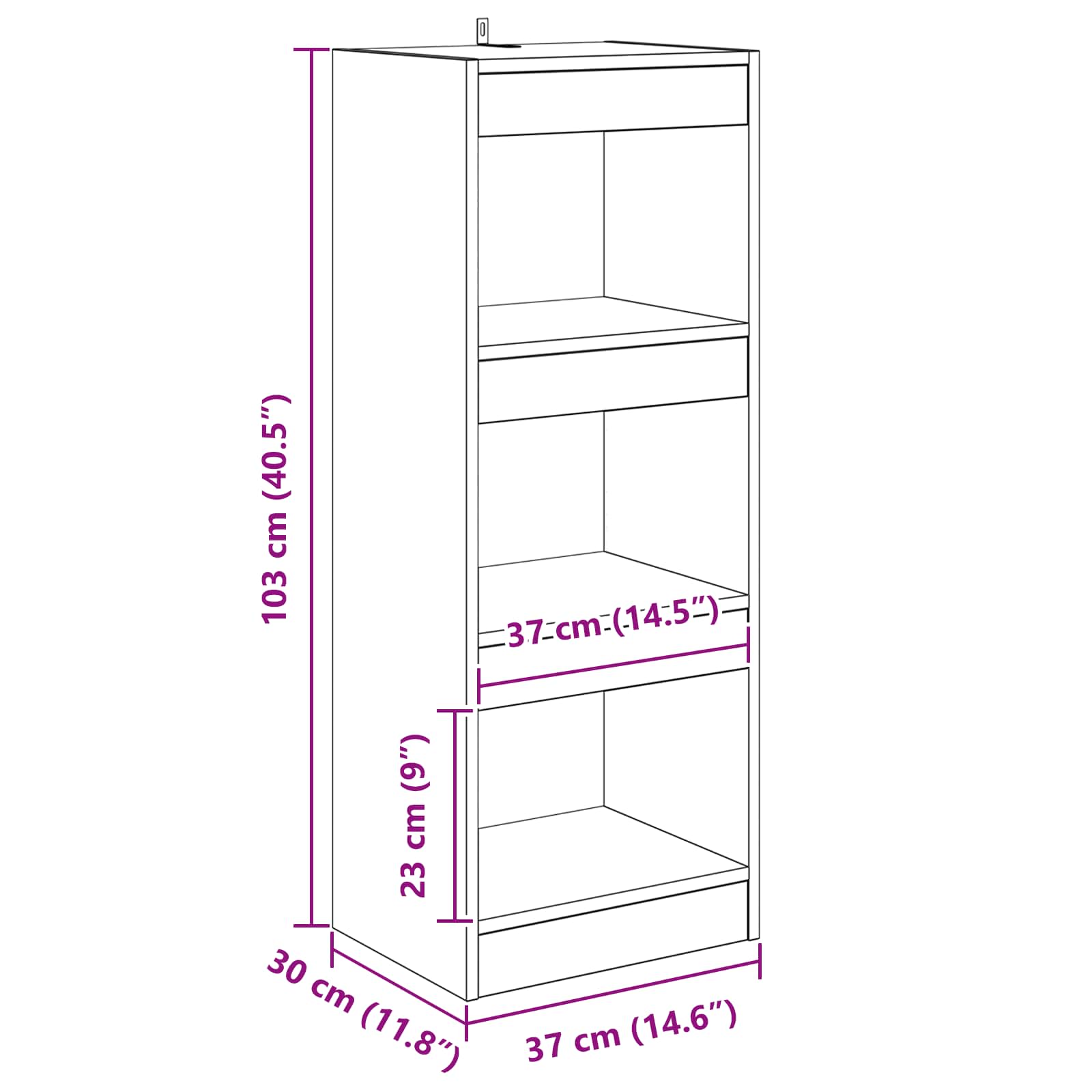 Bibliothèque chêne artisanal 37 x 30 x 103 cm Bois d'ingénierie - XIOS
