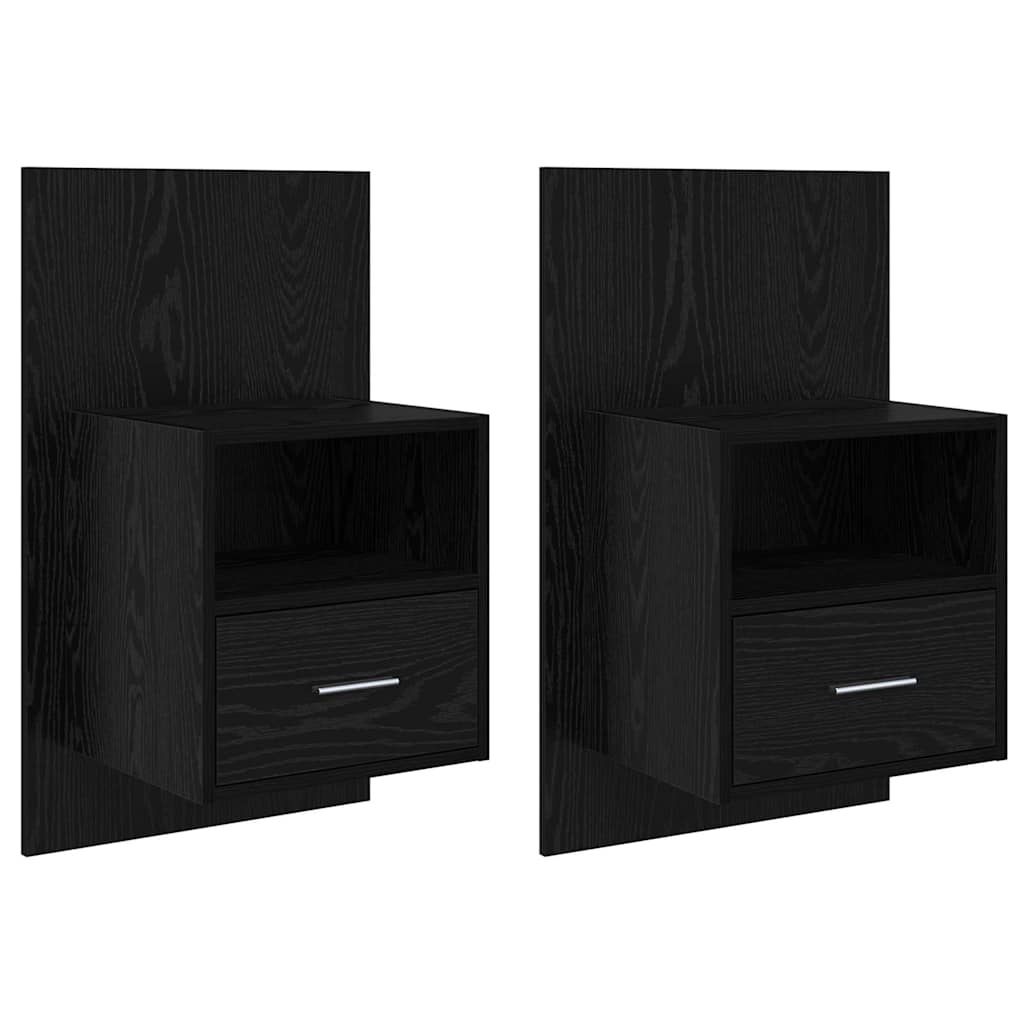 Armoire de lit avec tiroir 2 pcs Chêne noir 48,5 x 32,5 x 80 cm - XIOS