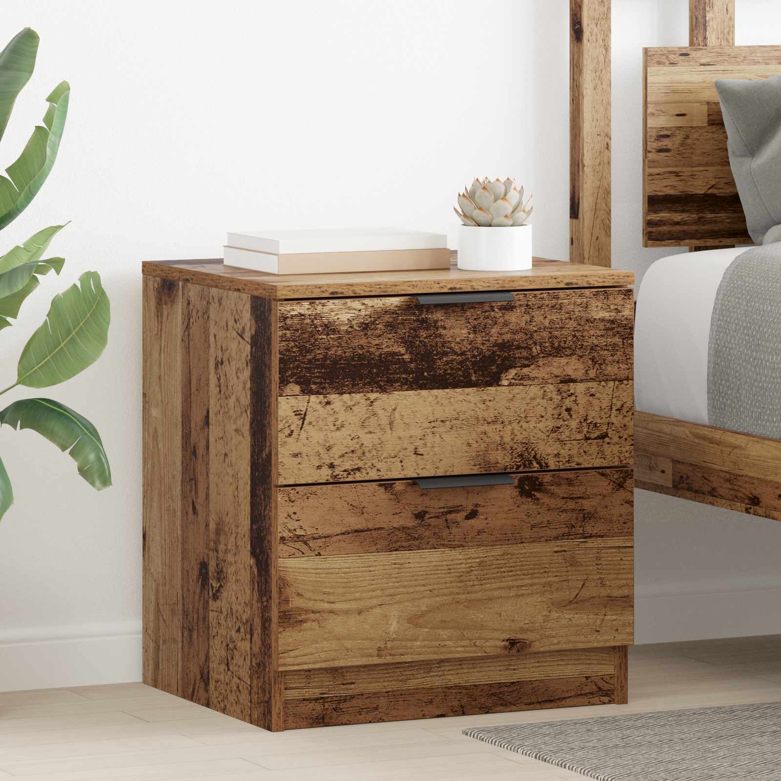 Cabinet de chevet avec tiroir 2 pcs Bois ancien 45 x 39 x 50cm - XIOS