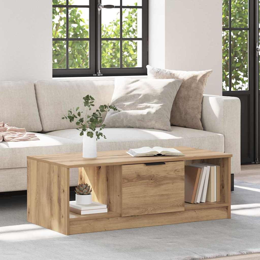 Table basse chêne artisanal 100 x 50 x 36 cm Bois d'ingénierie - XIOS