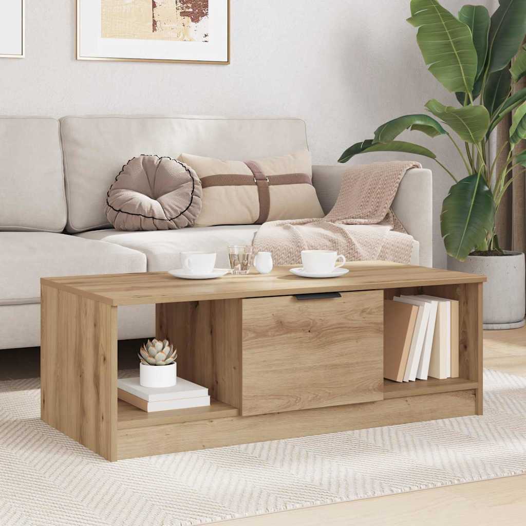 Table basse chêne artisanal 100 x 50 x 36 cm Bois d'ingénierie - XIOS