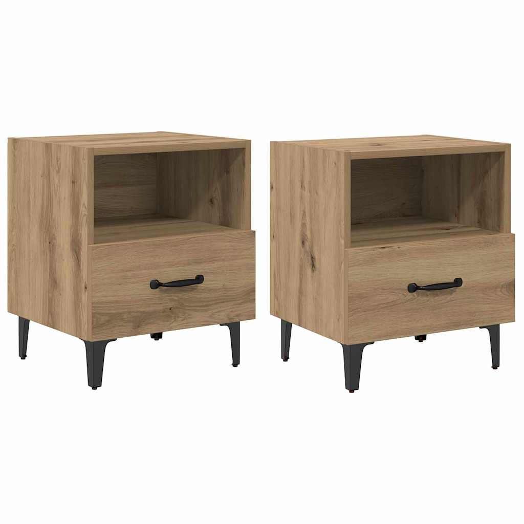 Cabinet de chevet 2 pcs chêne artisanal 40 x 35 x 47.5 cm XIOS