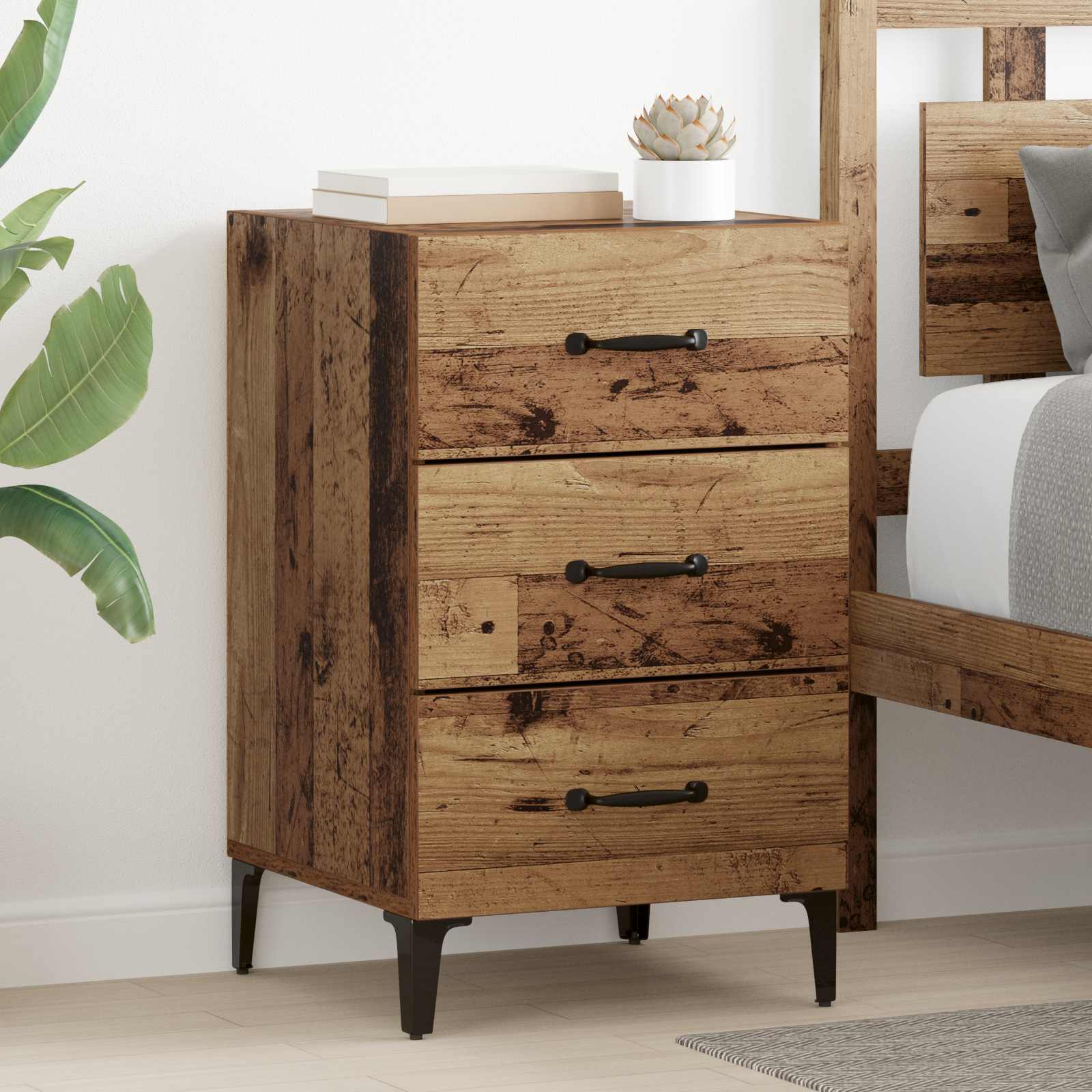 Cabinet de chevet Bois ancien 40 x 40,5 x 66 cm - XIOS