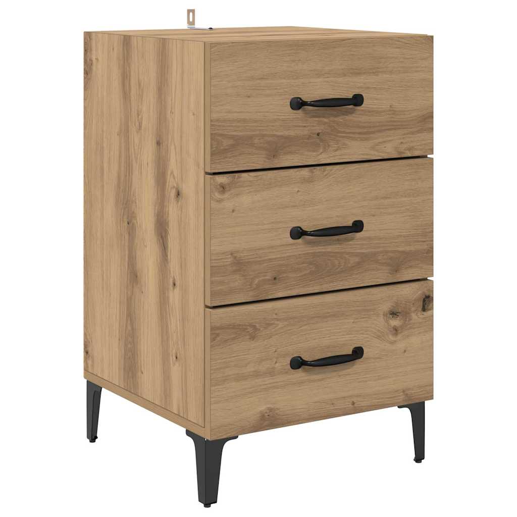 Cabinet de chevet avec tiroir chêne artisanal 40 x 40 x 66 cm