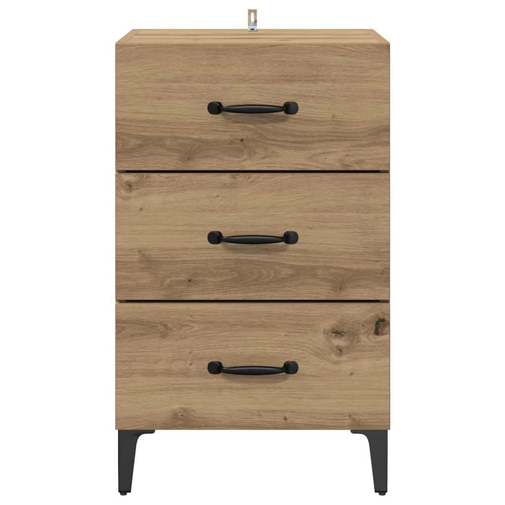 Cabinet de chevet avec tiroir chêne artisanal 40 x 40 x 66 cm - XIOS