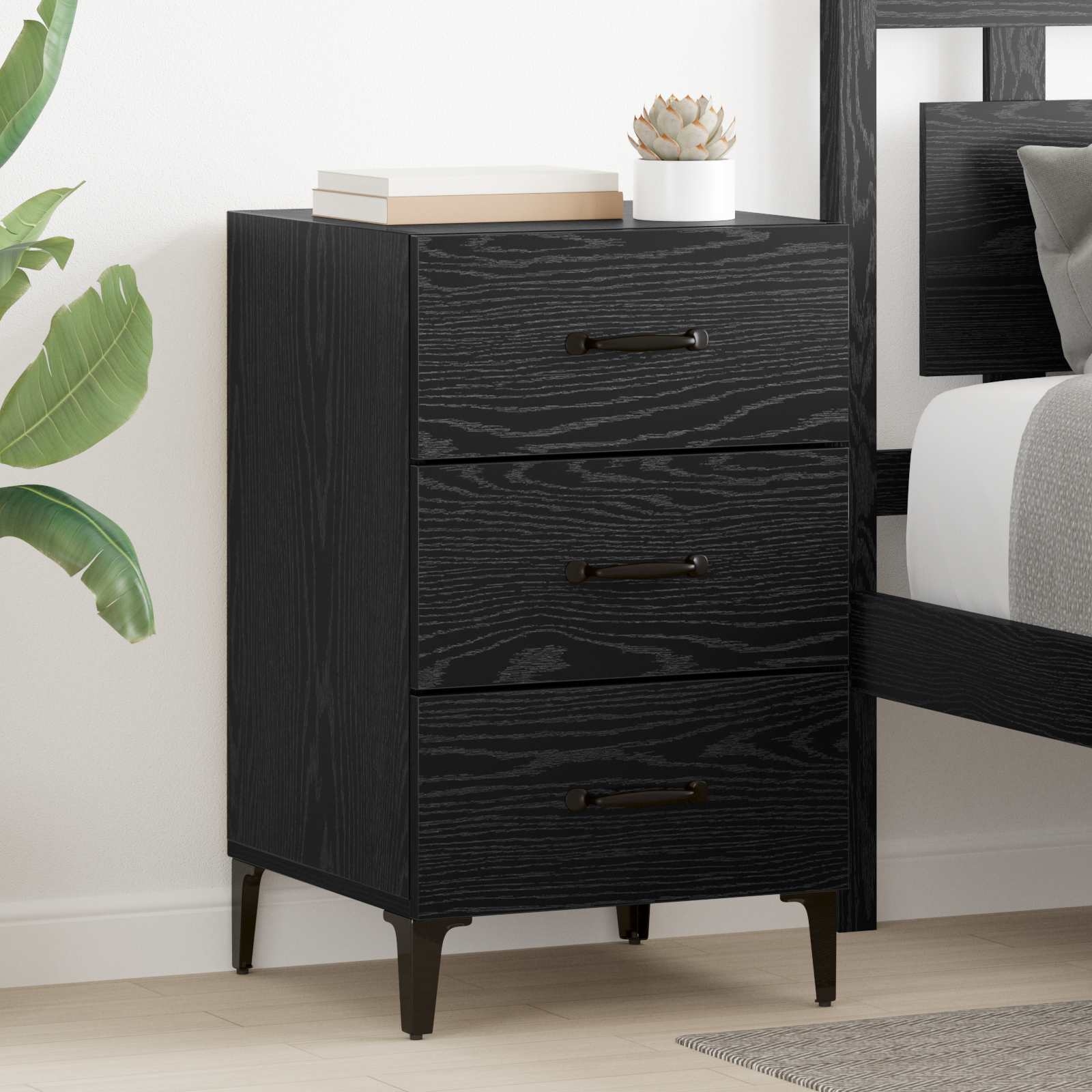 Cabinet de chevet Chêne noir 40 x 40,5 x 66 cm - XIOS