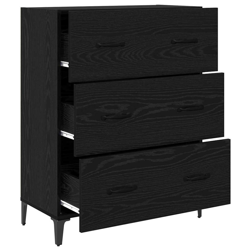 Buffet Chêne noir 69,5 x 34 x 90 cm Bois d'ingénierie et fer - XIOS