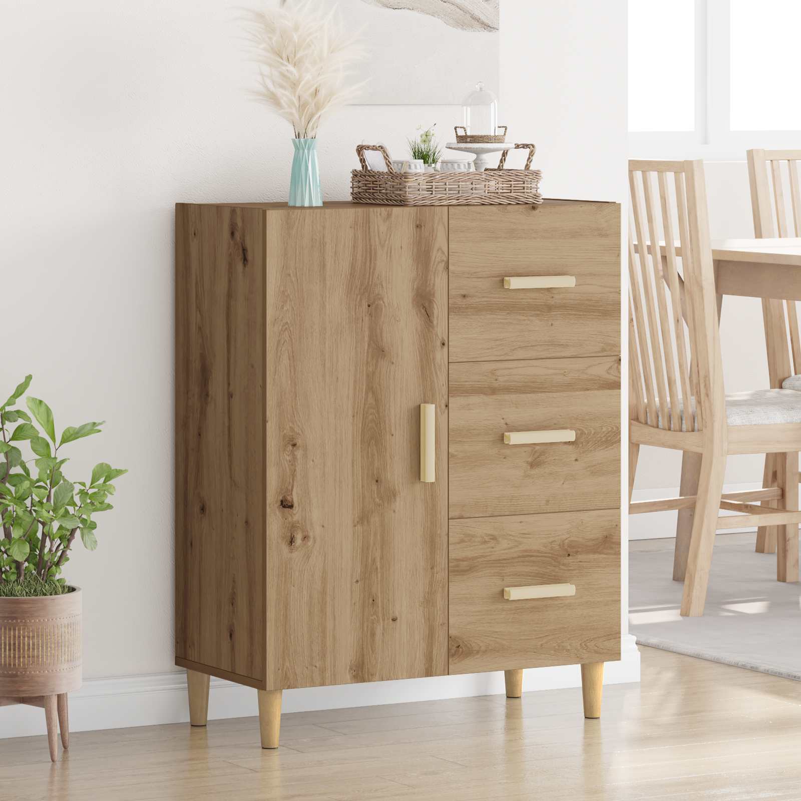 Buffet Chêne artisanal 34 x 69,5 x 90 cm Bois d'ingénierie - XIOS