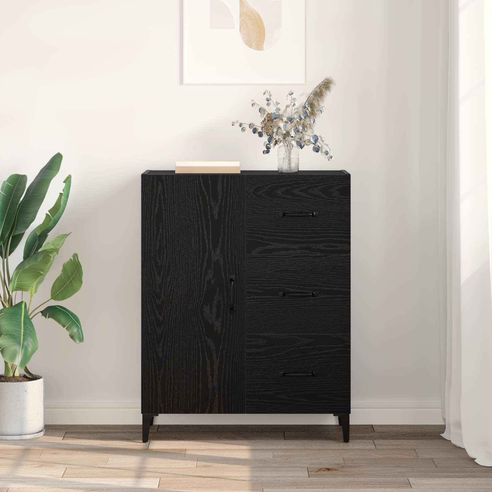 Buffet Chêne noir 69,5 x 34 x 90 cm Bois d'ingénierie - XIOS