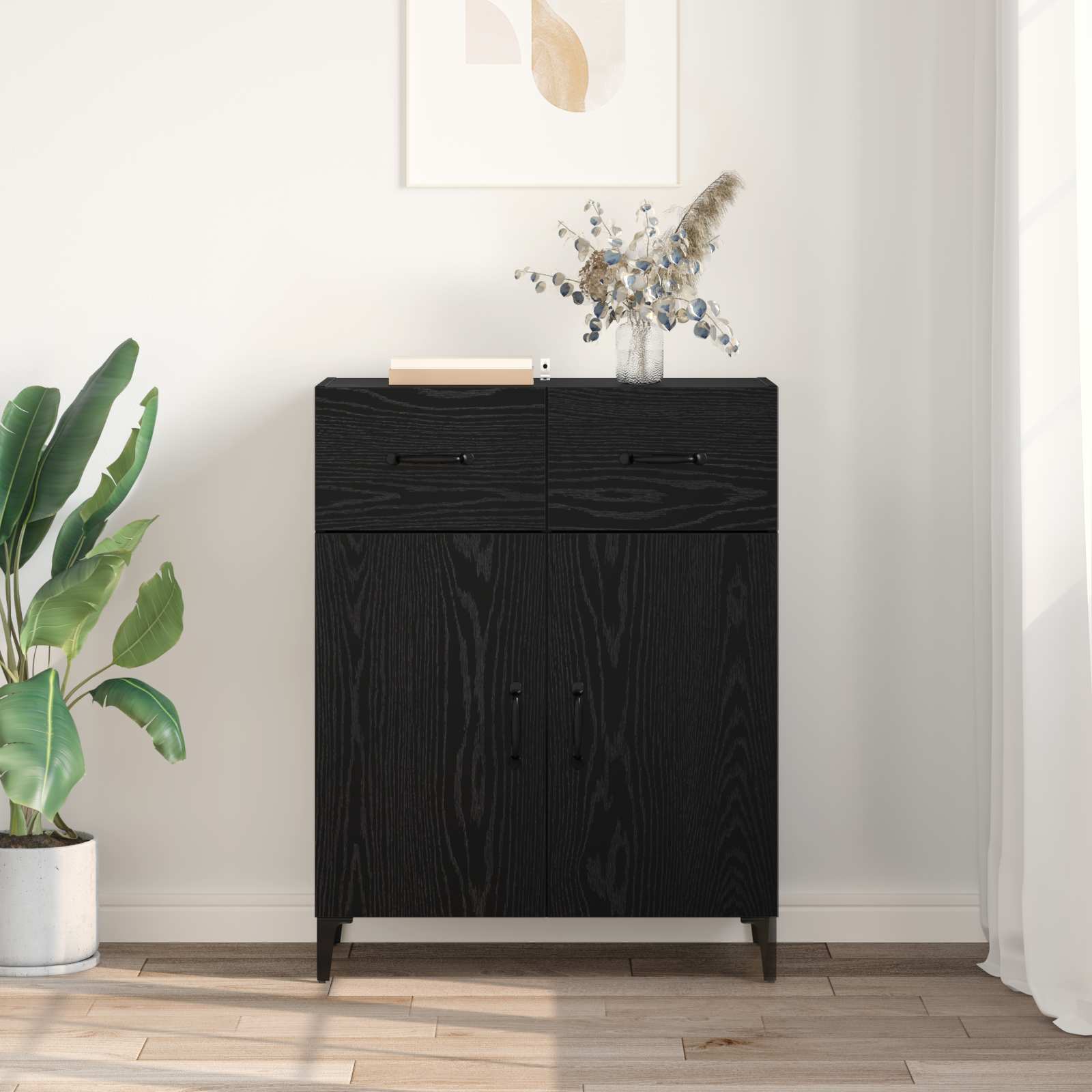 Buffet Chêne noir 69,5 x 34 x 90 cm Bois d'ingénierie - XIOS