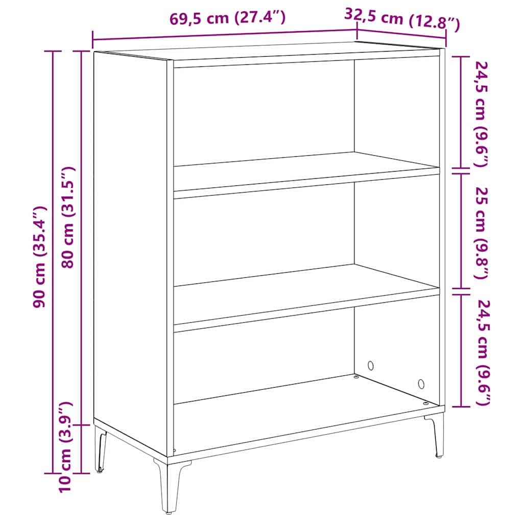 Buffet chêne artisanal 32,5 x 69,5 x 90 cm Bois d'ingénierie - XIOS