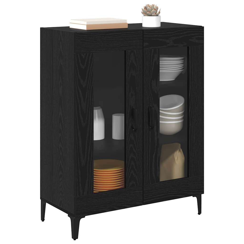 Buffet Chêne noir 69,5 x 34 x 90 cm Bois d'ingénierie et fer - XIOS