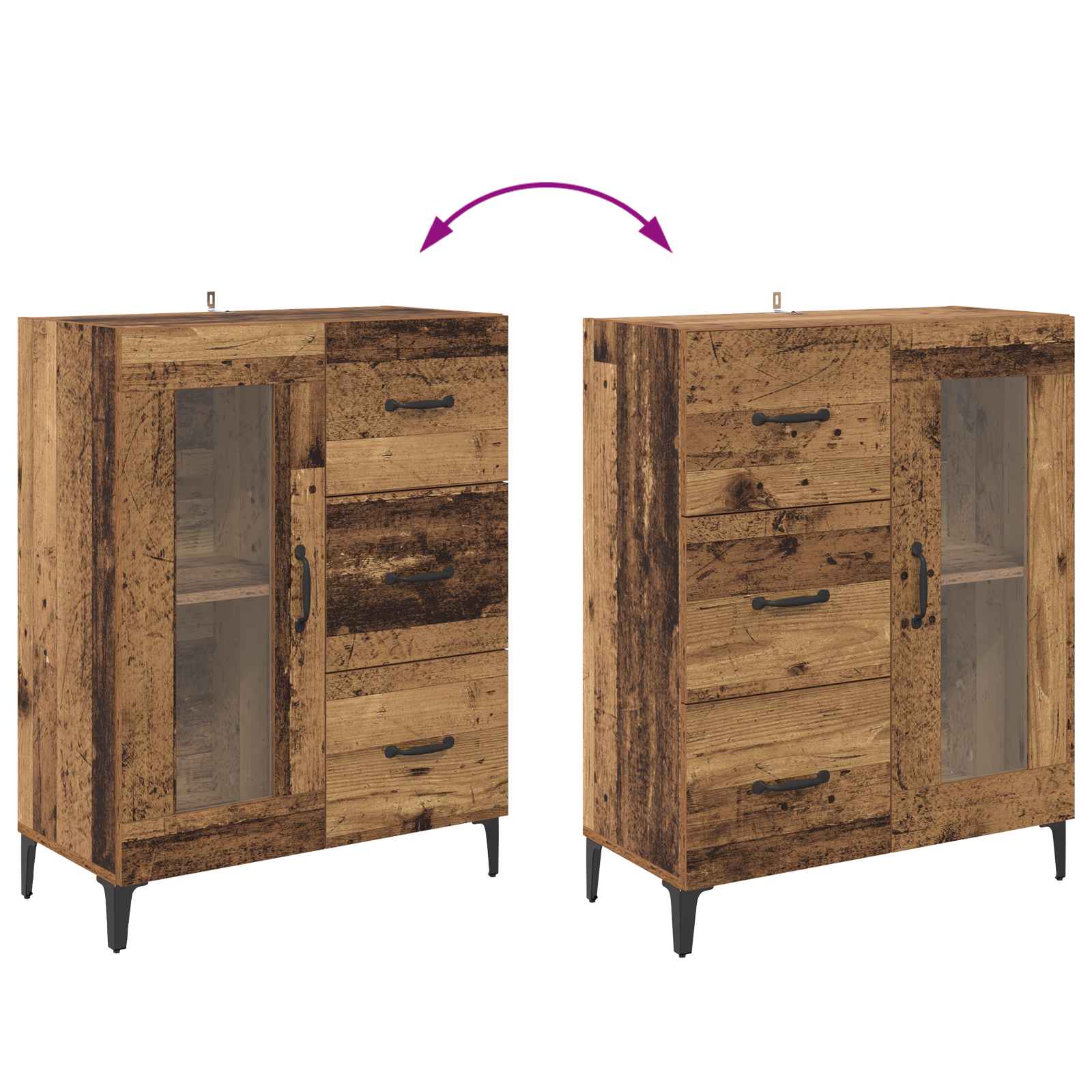 Buffet Bois Ancien 69,5 x 34 x 90 cm Bois d'ingénierie et fer - XIOS