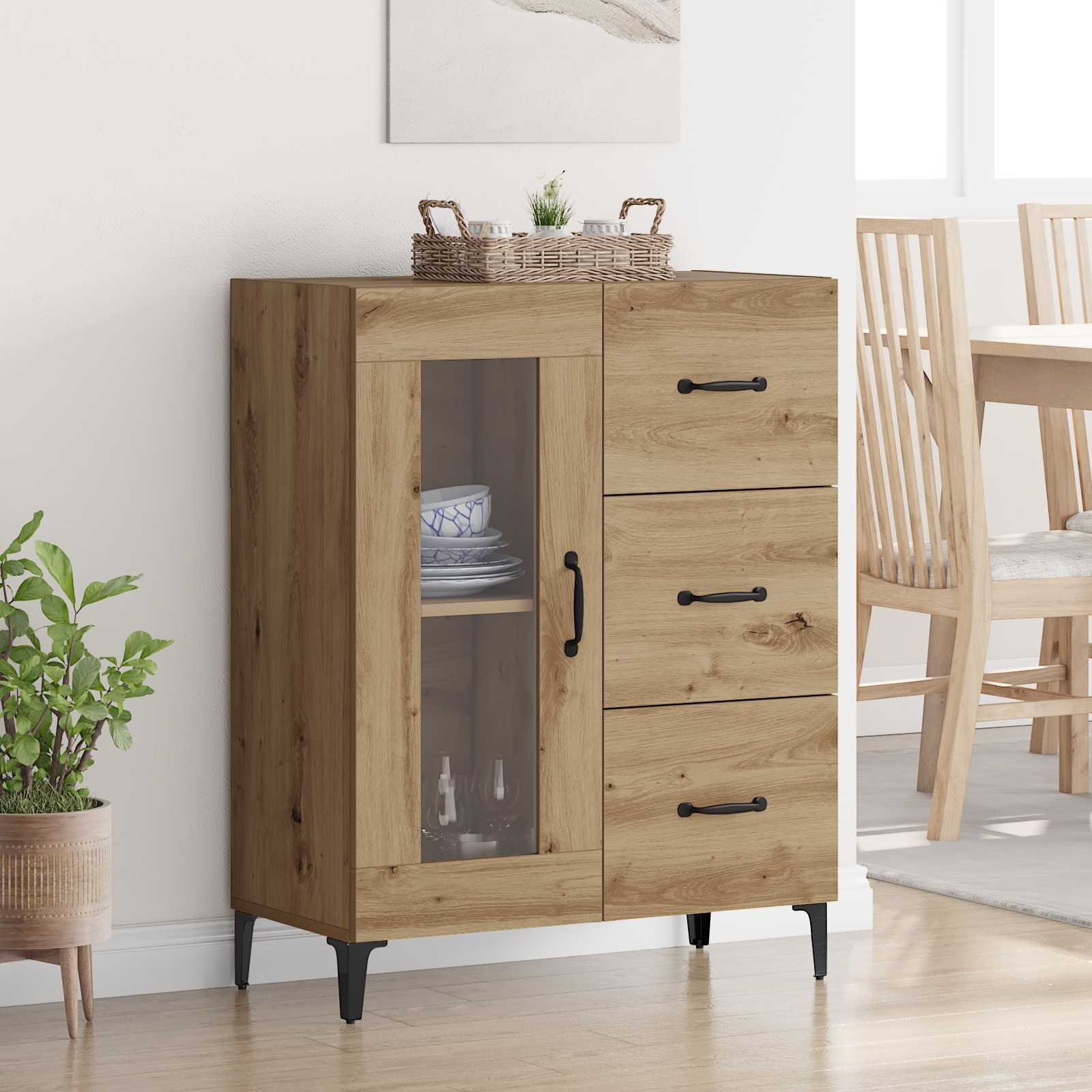 Buffet avec tiroir Chêne artisanal 69,5 x 34 x 90 cm - XIOS