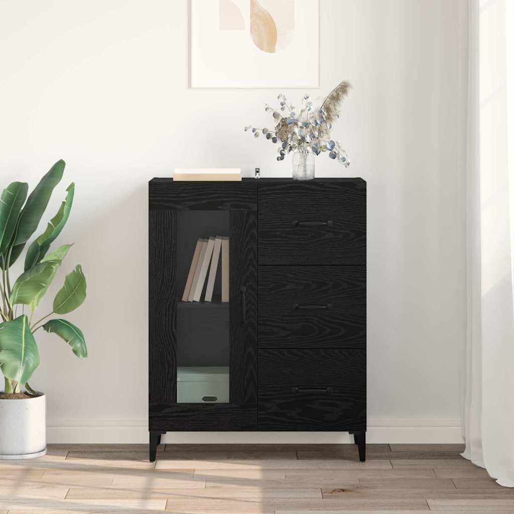 Buffet Chêne noir 69,5 x 34 x 90 cm Bois d'ingénierie et fer - XIOS