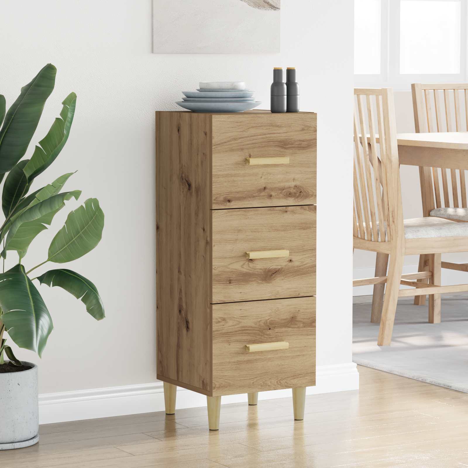 Buffet chêne artisanal 34,5 x 34 x 90 cm Bois d'ingénierie - XIOS