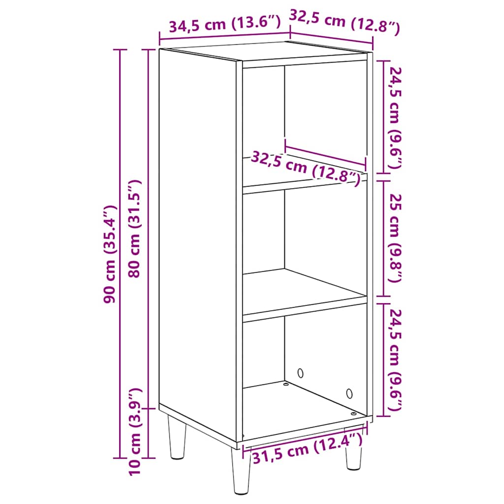 Buffet Chêne noir 32.5 x 34.5 x 90 cm Bois d'ingénierie - XIOS