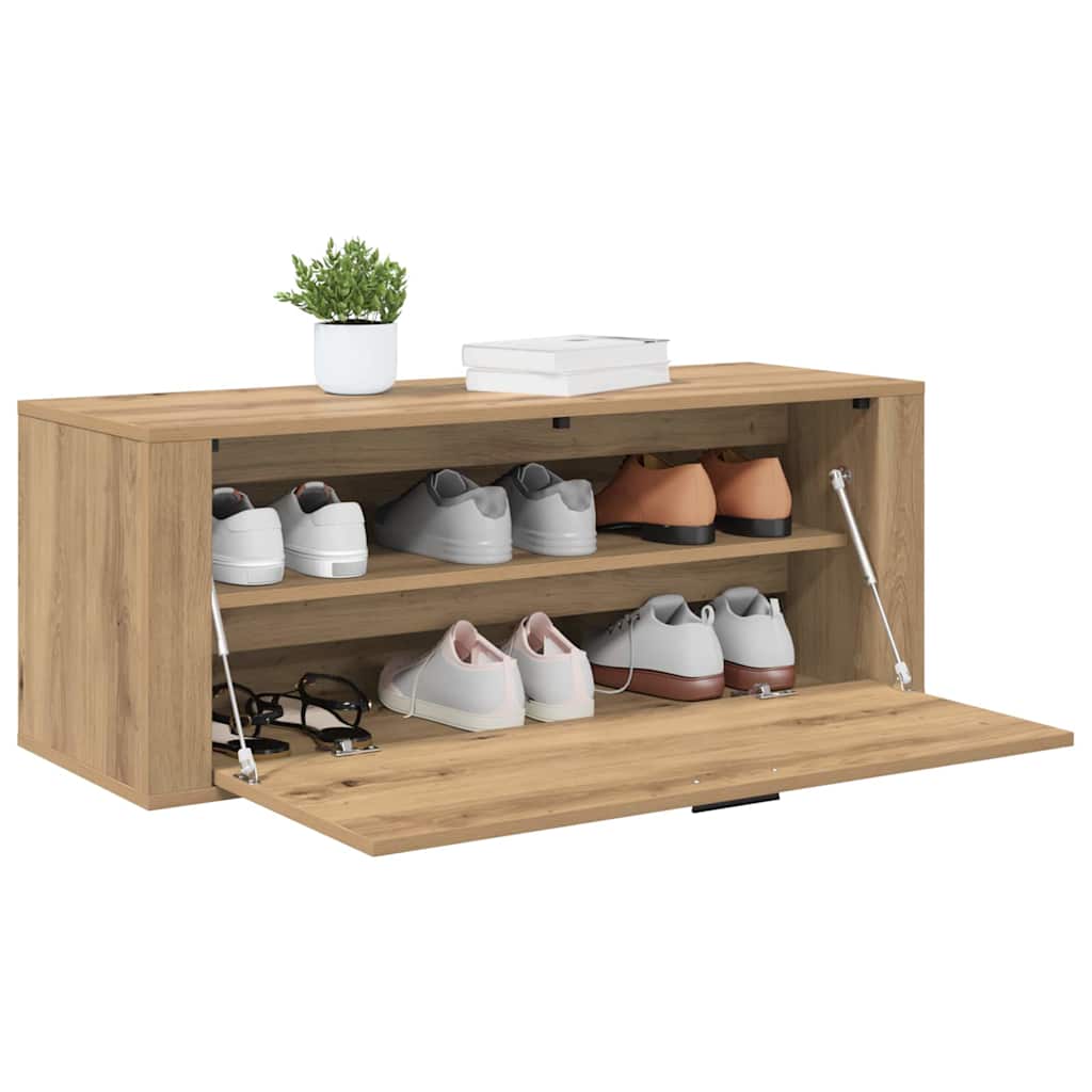 Cabinet à chaussures chêne artisanal 100 x 35 x 38 cm - XIOS