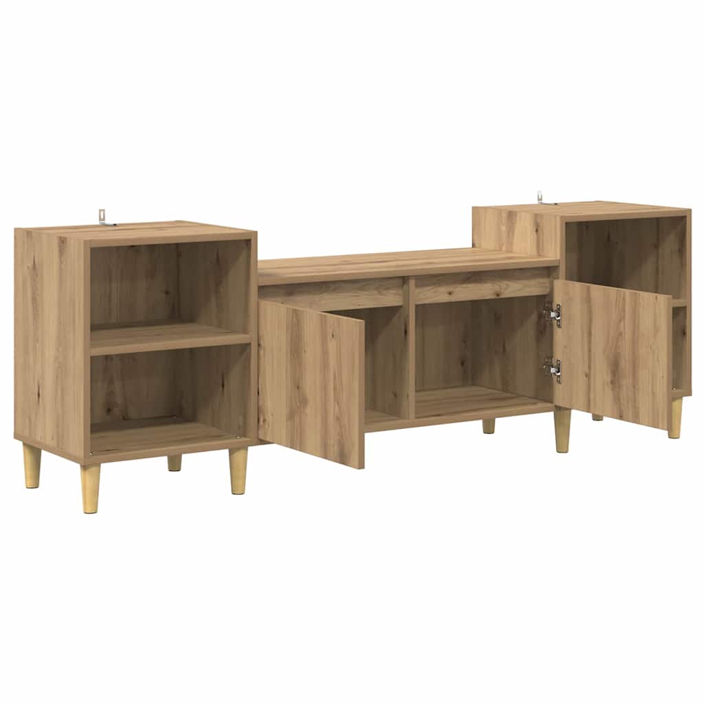 Meuble TV Chêne artisanal 160 x 35 x 55 cm Bois d'ingénierie - XIOS