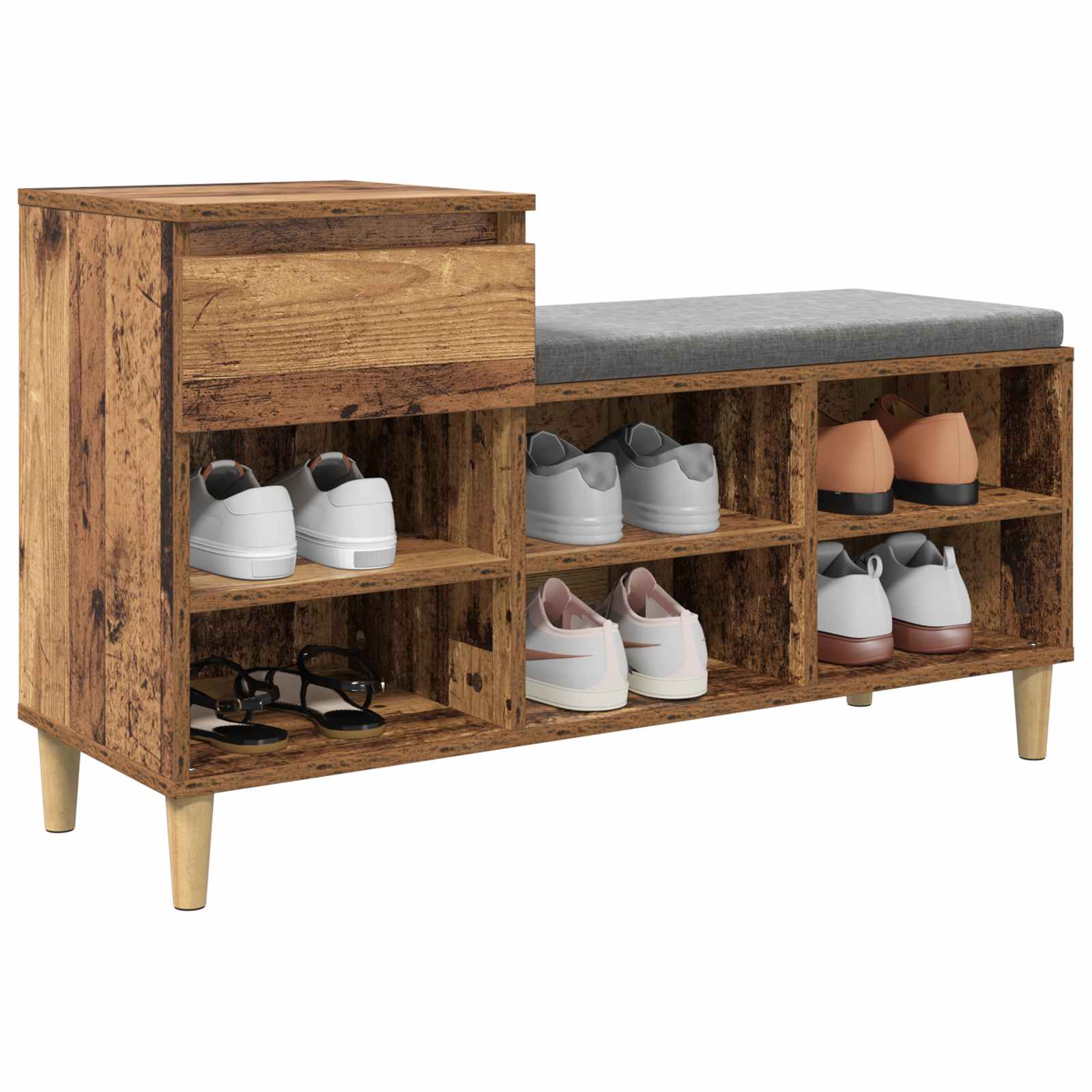 Cabinet à chaussures avec tiroir Bois ancien 102 x 36 x 60 cm - XIOS