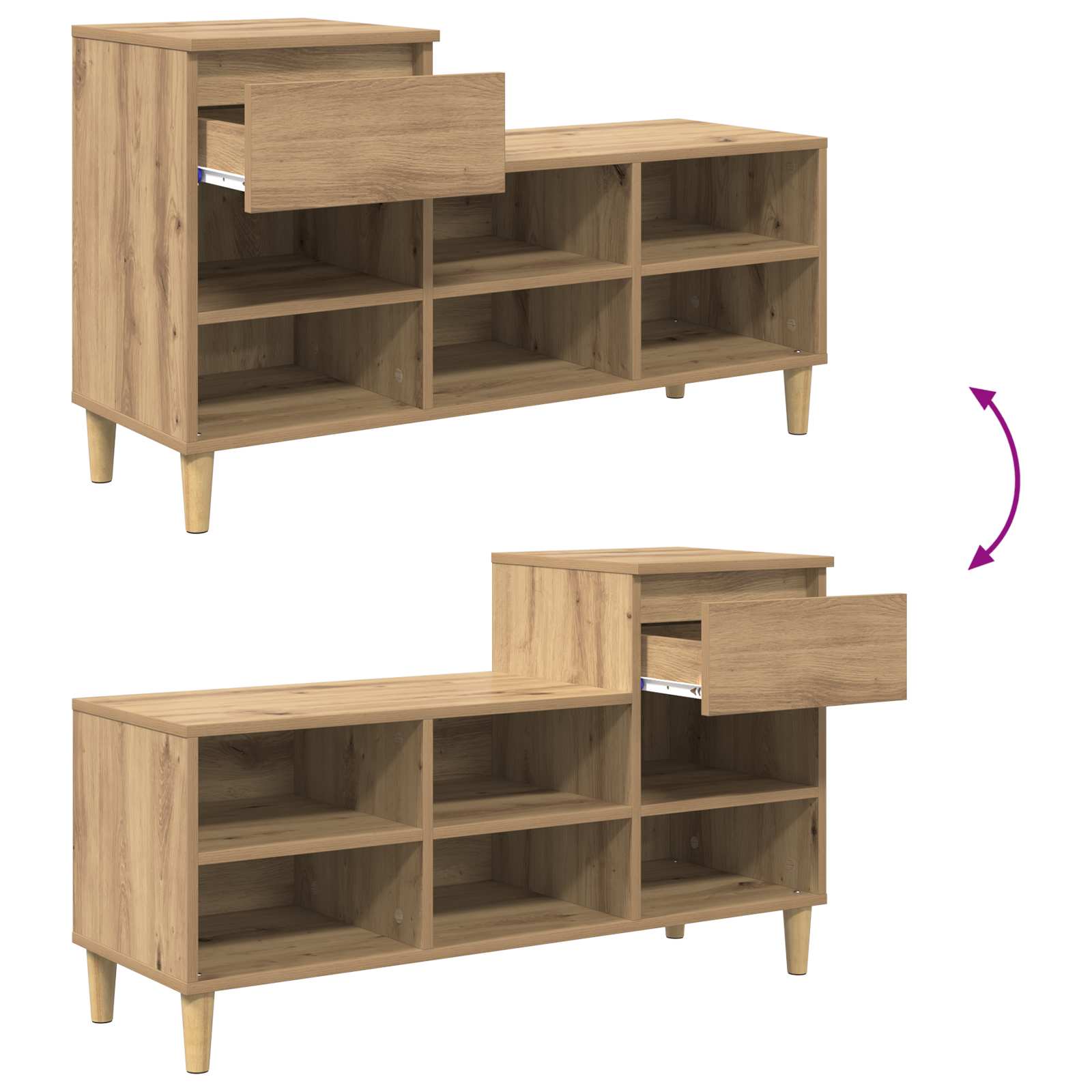Cabinet à chaussures Chêne artisanal 102 x 36 x 60 cm - XIOS