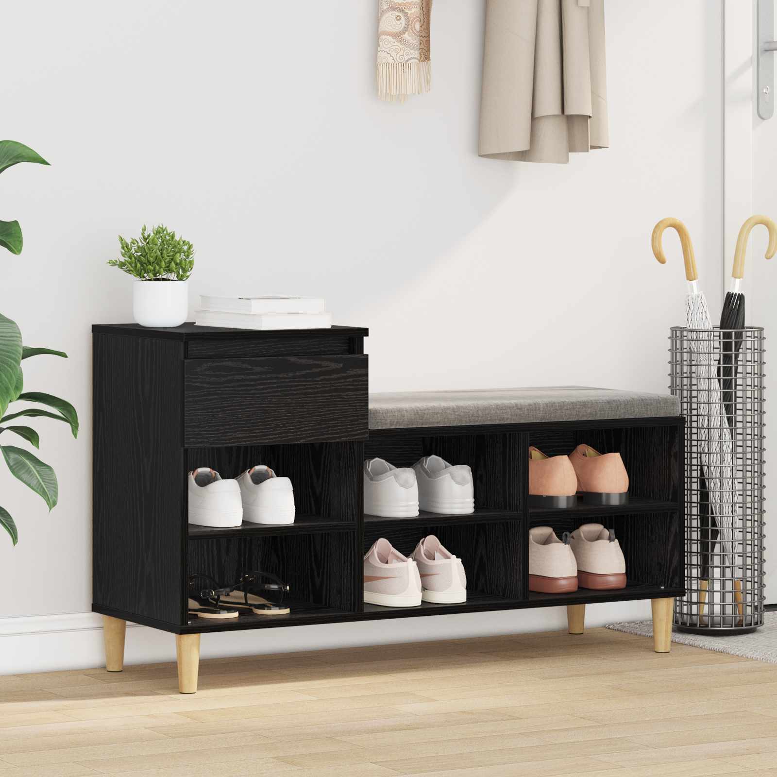 Cabinet à chaussures avec tiroir Chêne noir 102 x 36 x 60 cm - XIOS