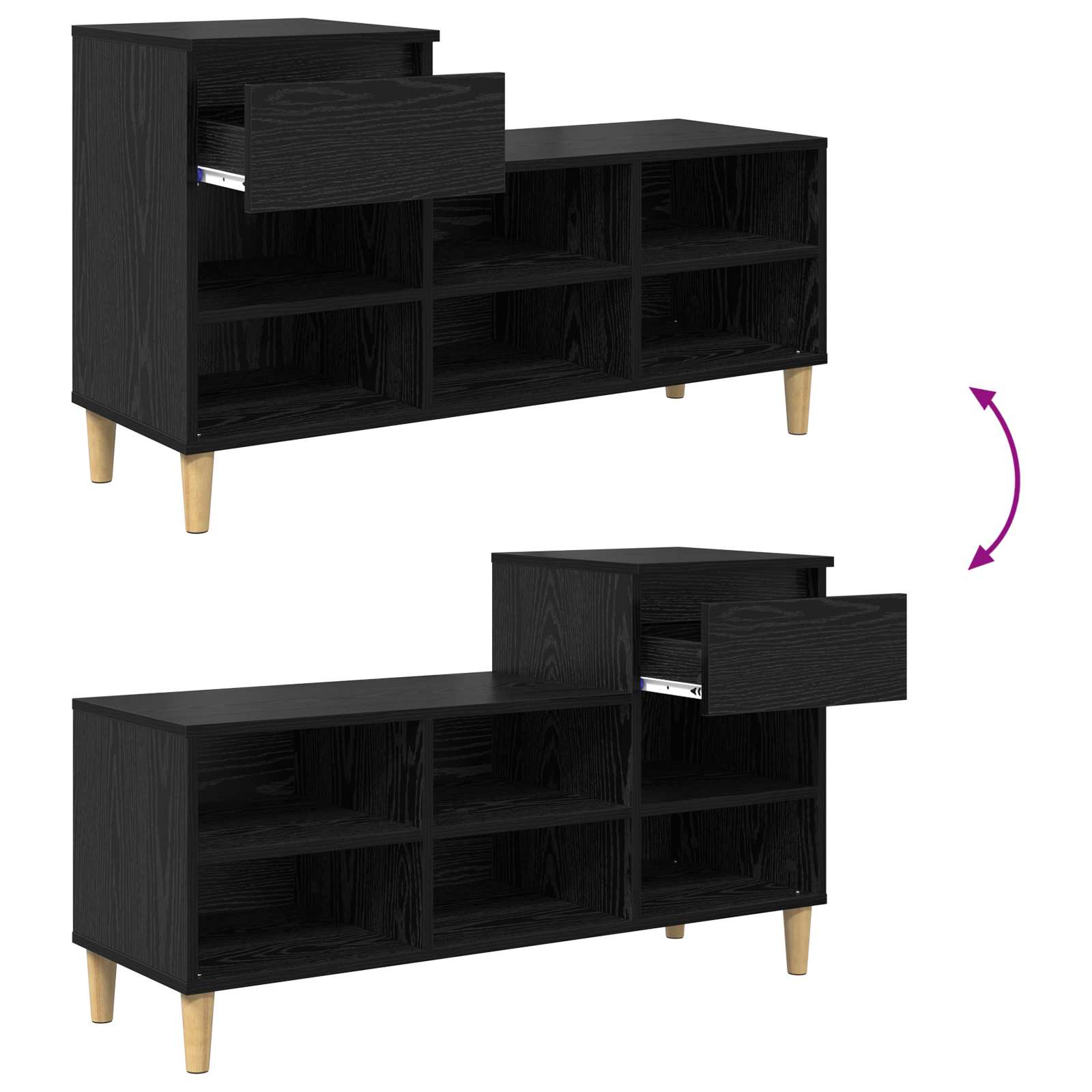 Cabinet à chaussures avec tiroir Chêne noir 102 x 36 x 60 cm - XIOS