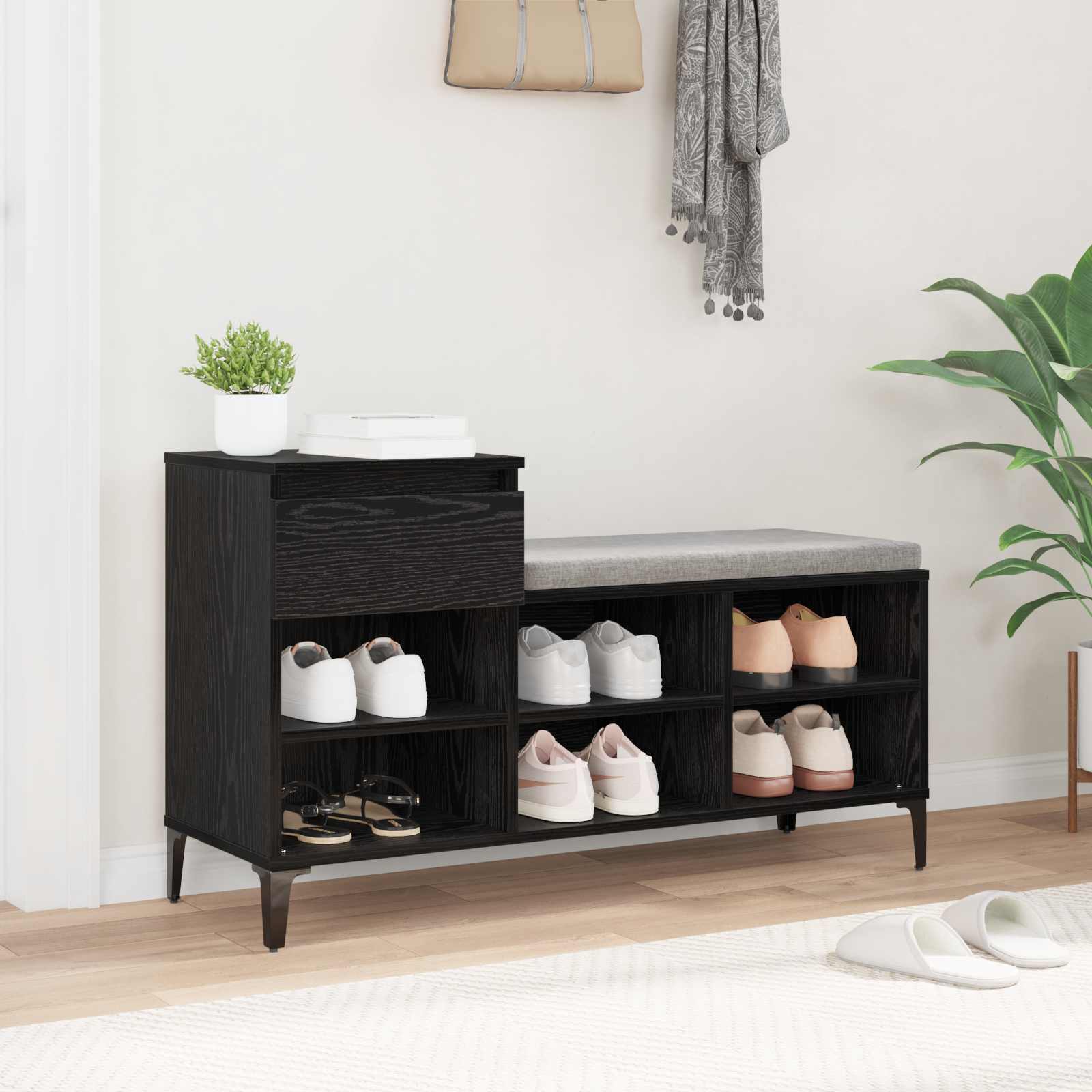 Cabinet à chaussures avec tiroir Chêne noir 102 x 36 x 60 cm - XIOS