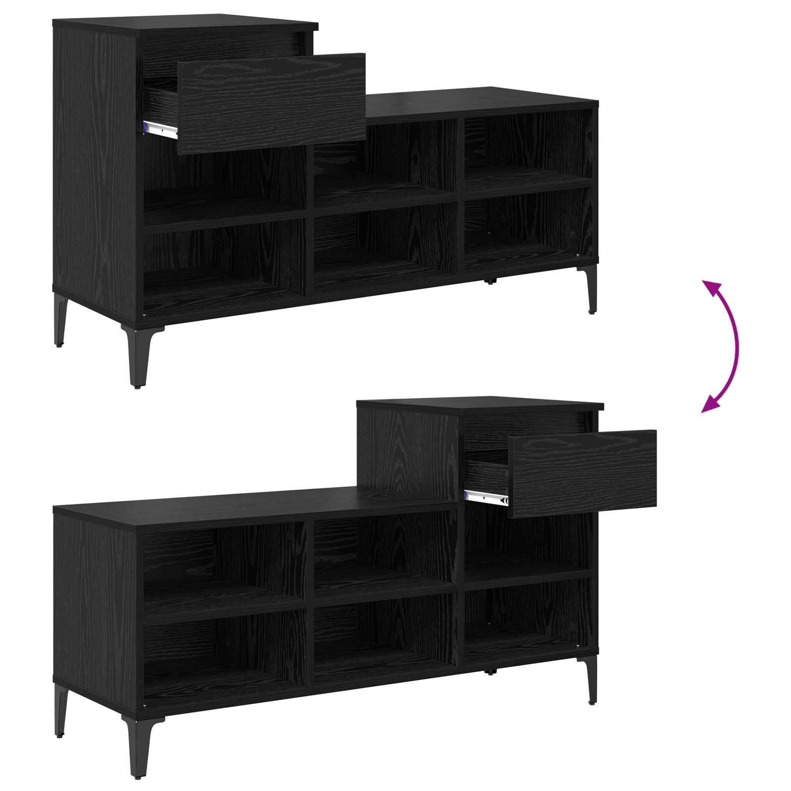 Cabinet à chaussures avec tiroir Chêne noir 102 x 36 x 60 cm - XIOS