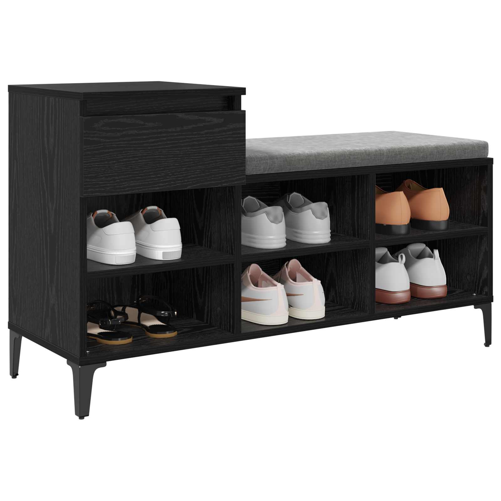 Cabinet à chaussures avec tiroir Chêne noir 102 x 36 x 60 cm - XIOS