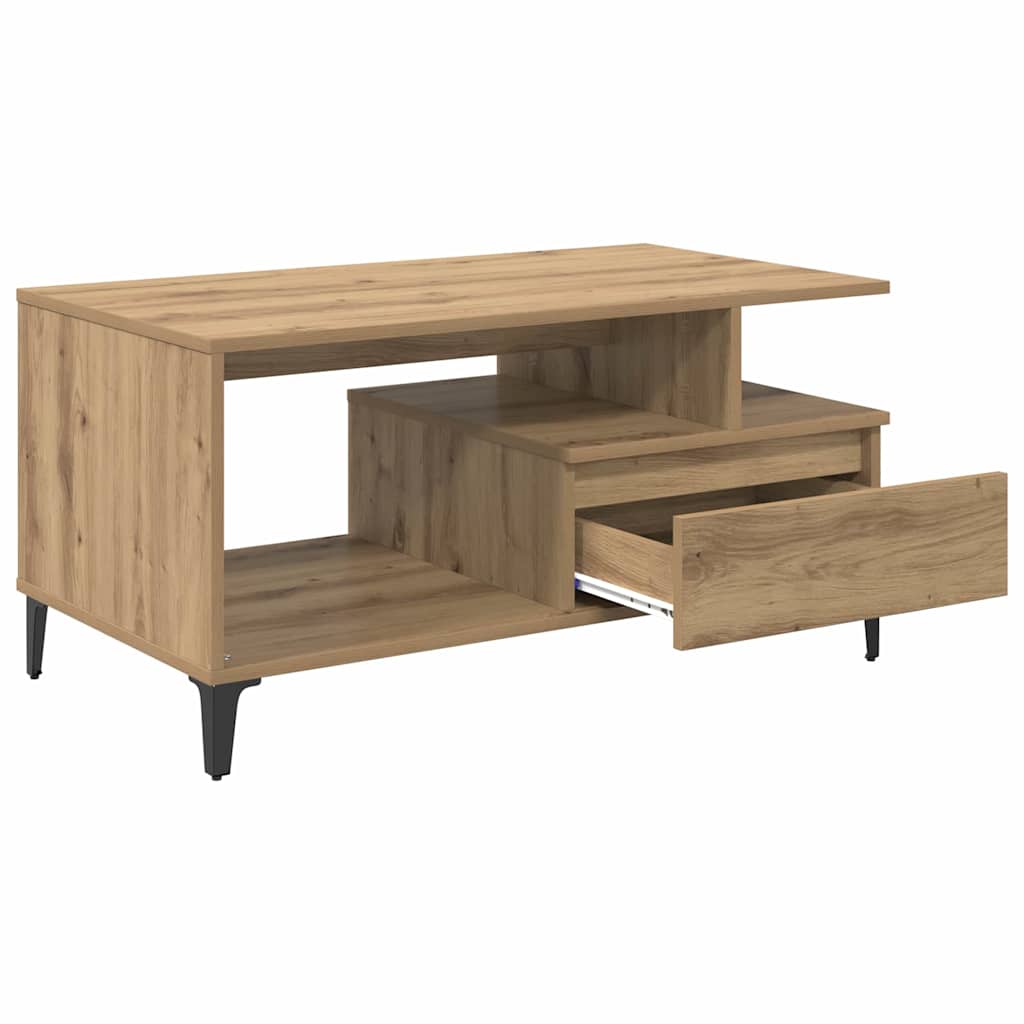 Table basse chêne artisanal 90 x 49 x 45 cm Bois d'ingénierie - XIOS