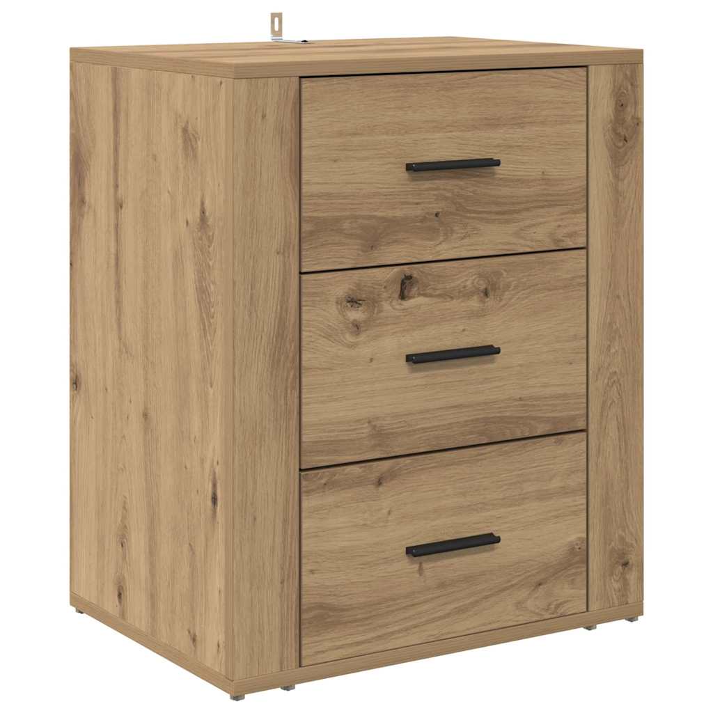 Cabinet de chevet avec tiroir chêne artisanal 50 x 36 x 60 cm