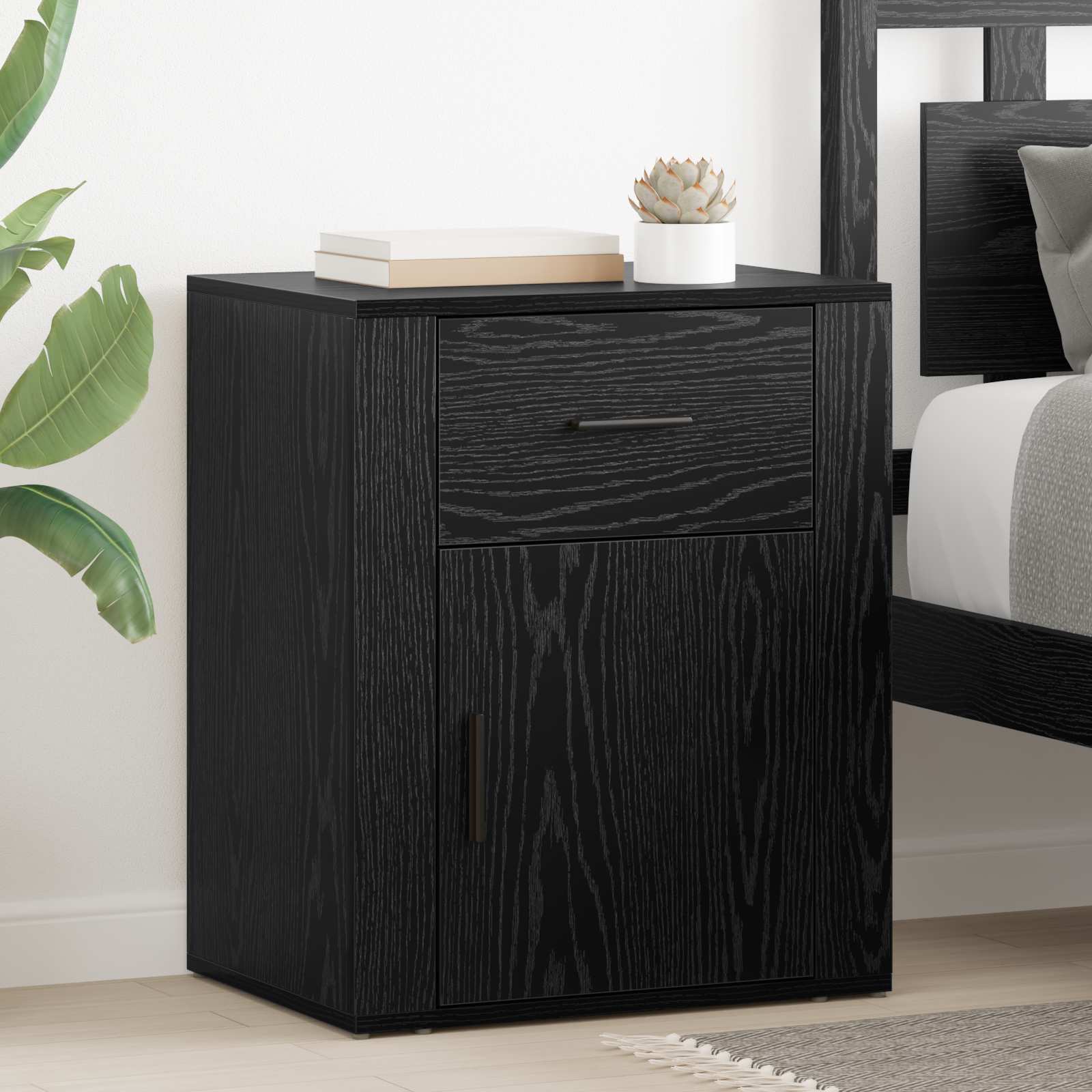 Cabinet de chevet Chêne noir 35 x 50 x 60 cm Bois d'ingénierie - XIOS