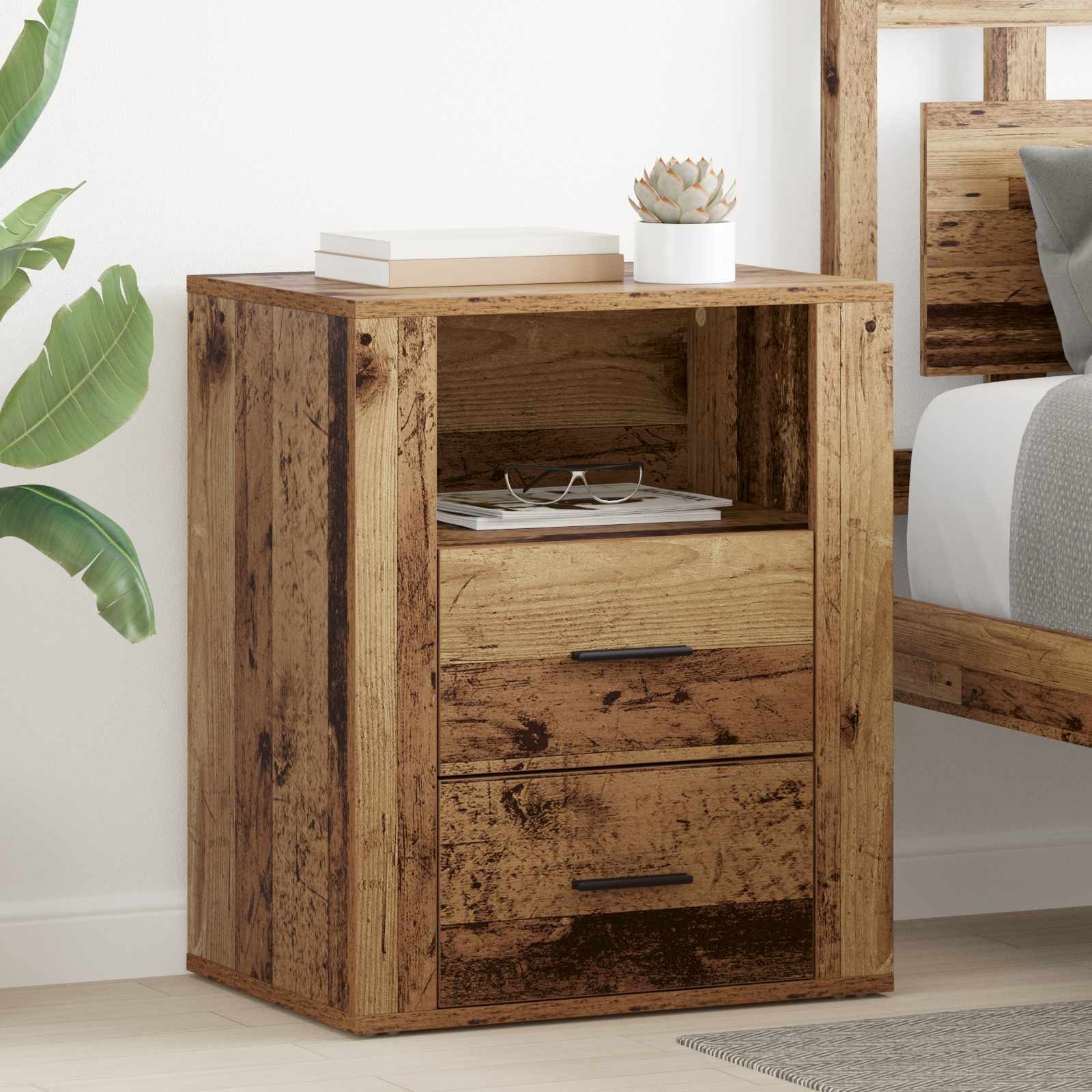 Cabinet de chevet Bois ancien 35 x 50 x 60 cm Bois d'ingénierie - XIOS