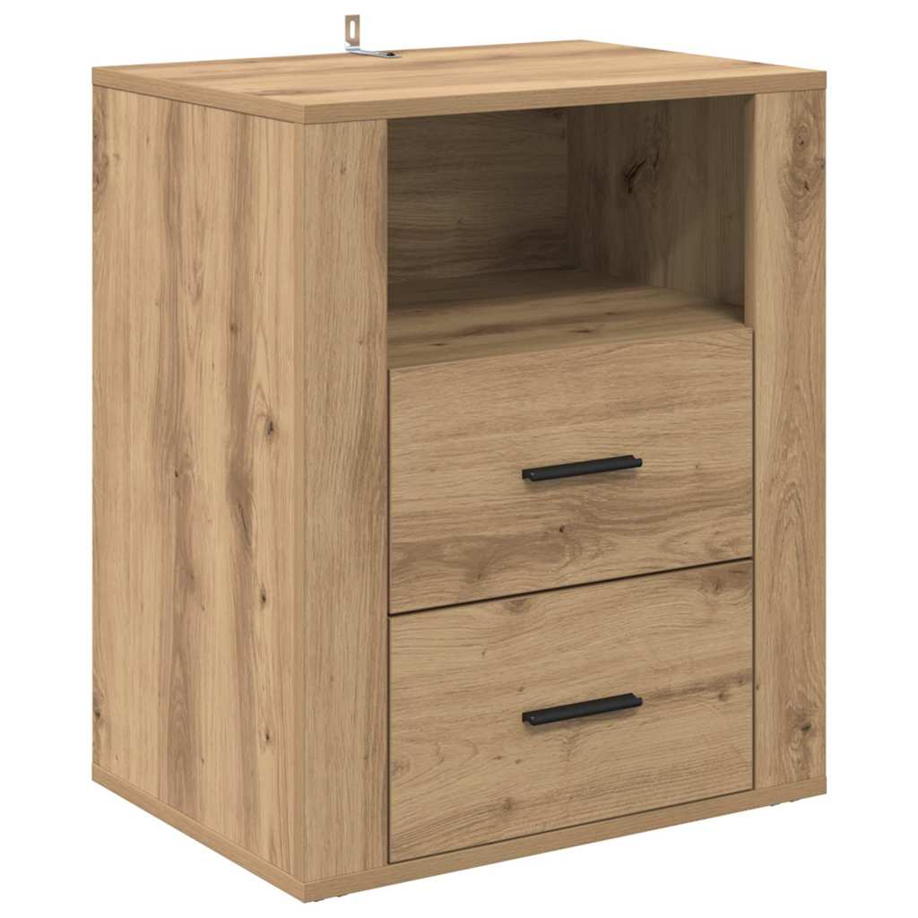 Cabinet de chevet avec tiroir chêne artisanal 50 x 36 x 60 cm XIOS