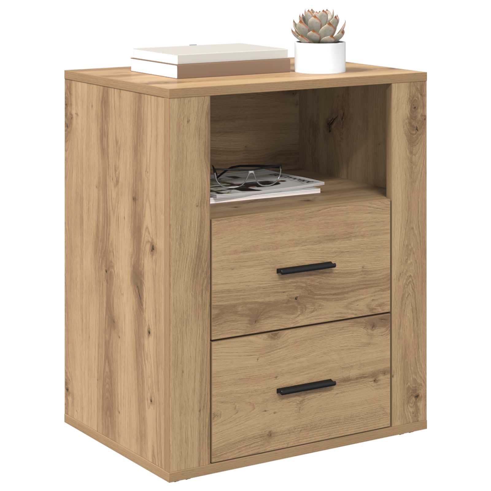 Cabinet de chevet avec tiroir Chêne artisanal 35 x 50 x 60 cm - XIOS