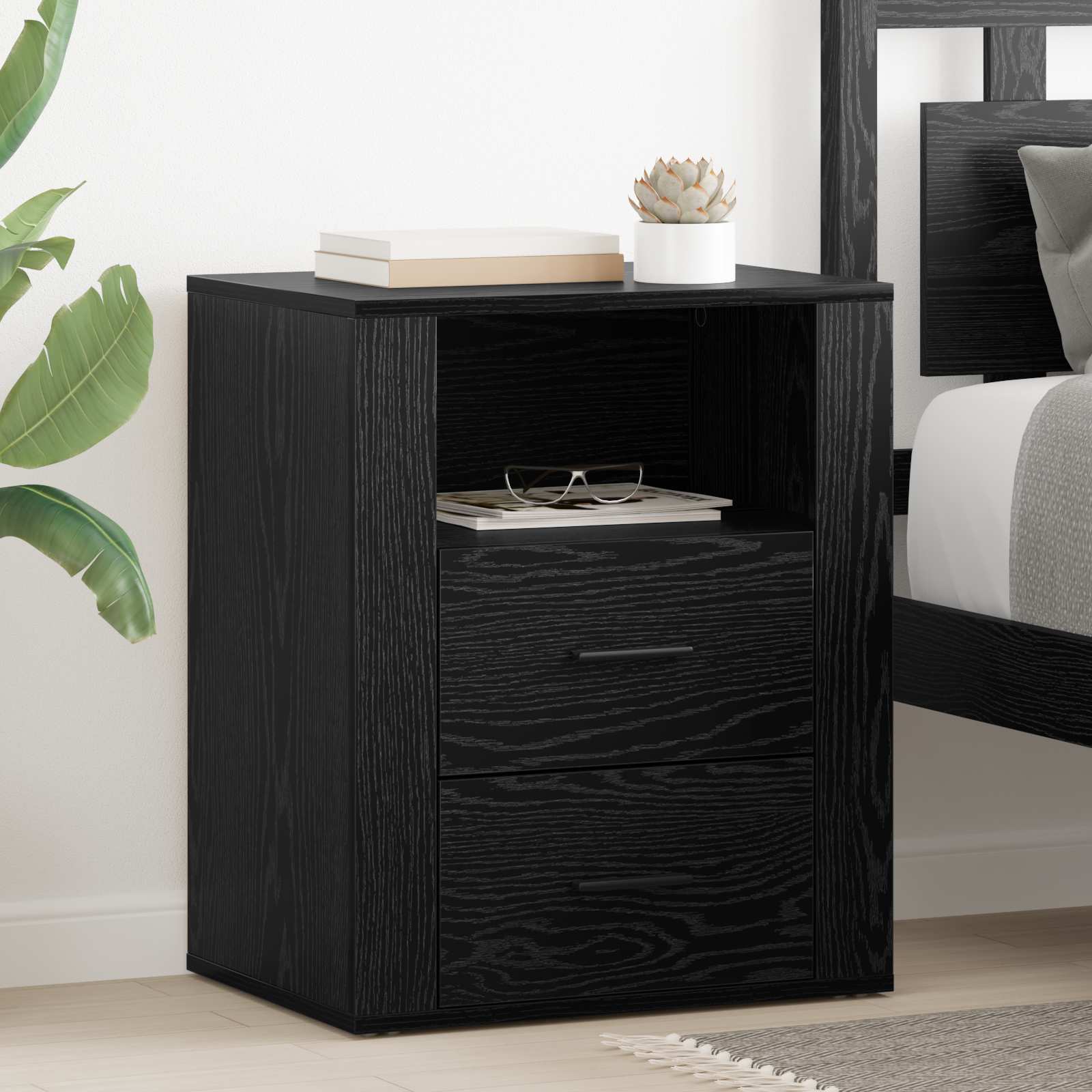 Cabinet de chevet Chêne noir 35 x 50 x 60 cm Bois d'ingénierie - XIOS