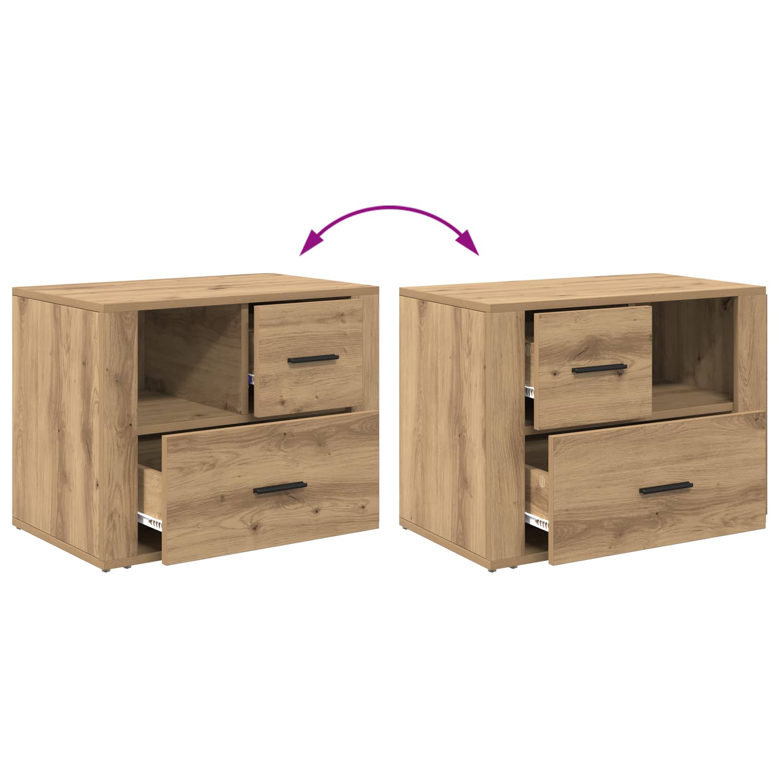 Cabinet de chevet avec tiroir Chêne artisanal 35 x 60 x 50 cm - XIOS