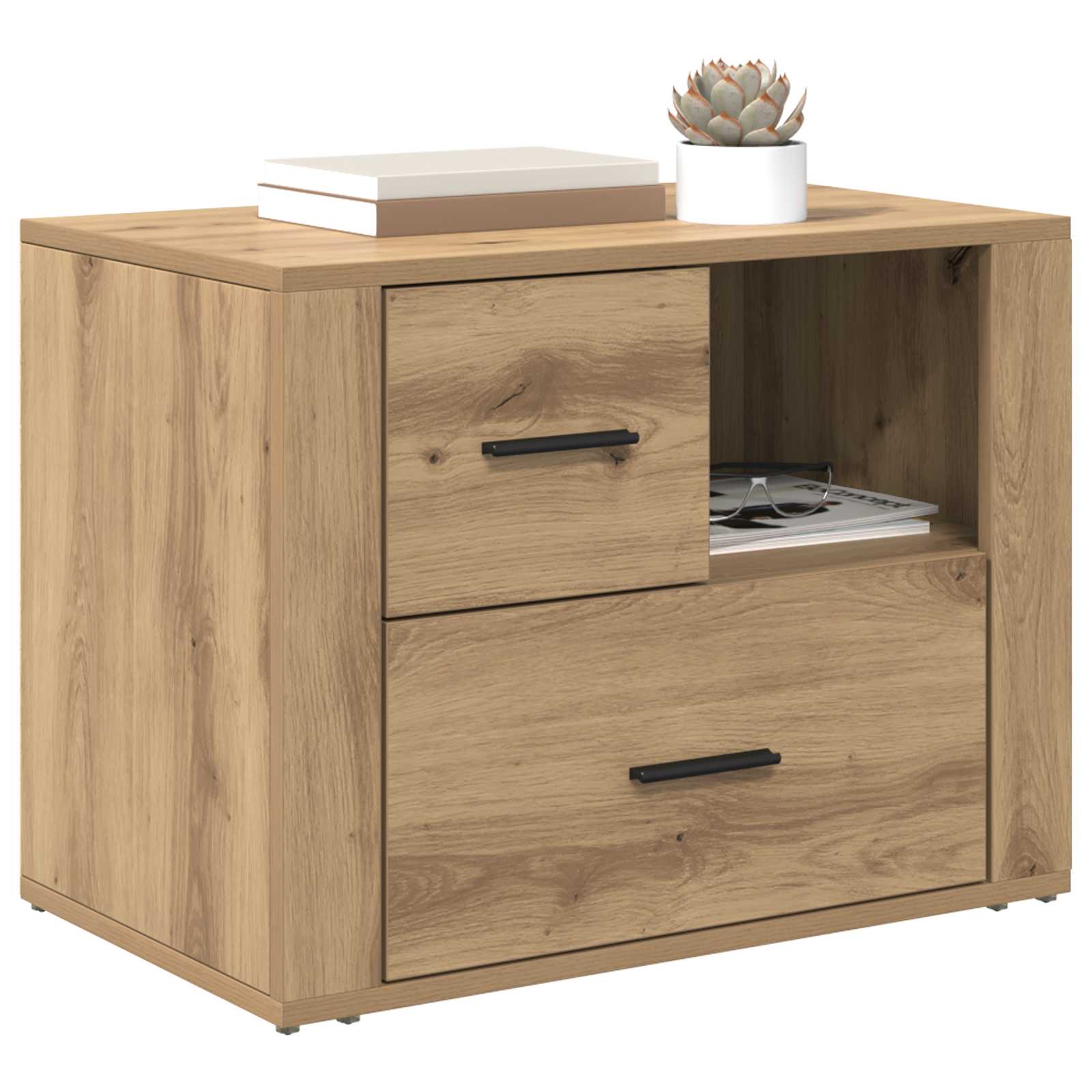 Cabinet de chevet avec tiroir Chêne artisanal 35 x 60 x 50 cm - XIOS