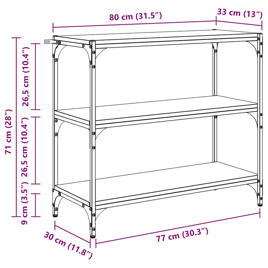 Bibliothèque Chêne artisanal 80 x 33 x 70,5 cm - XIOS