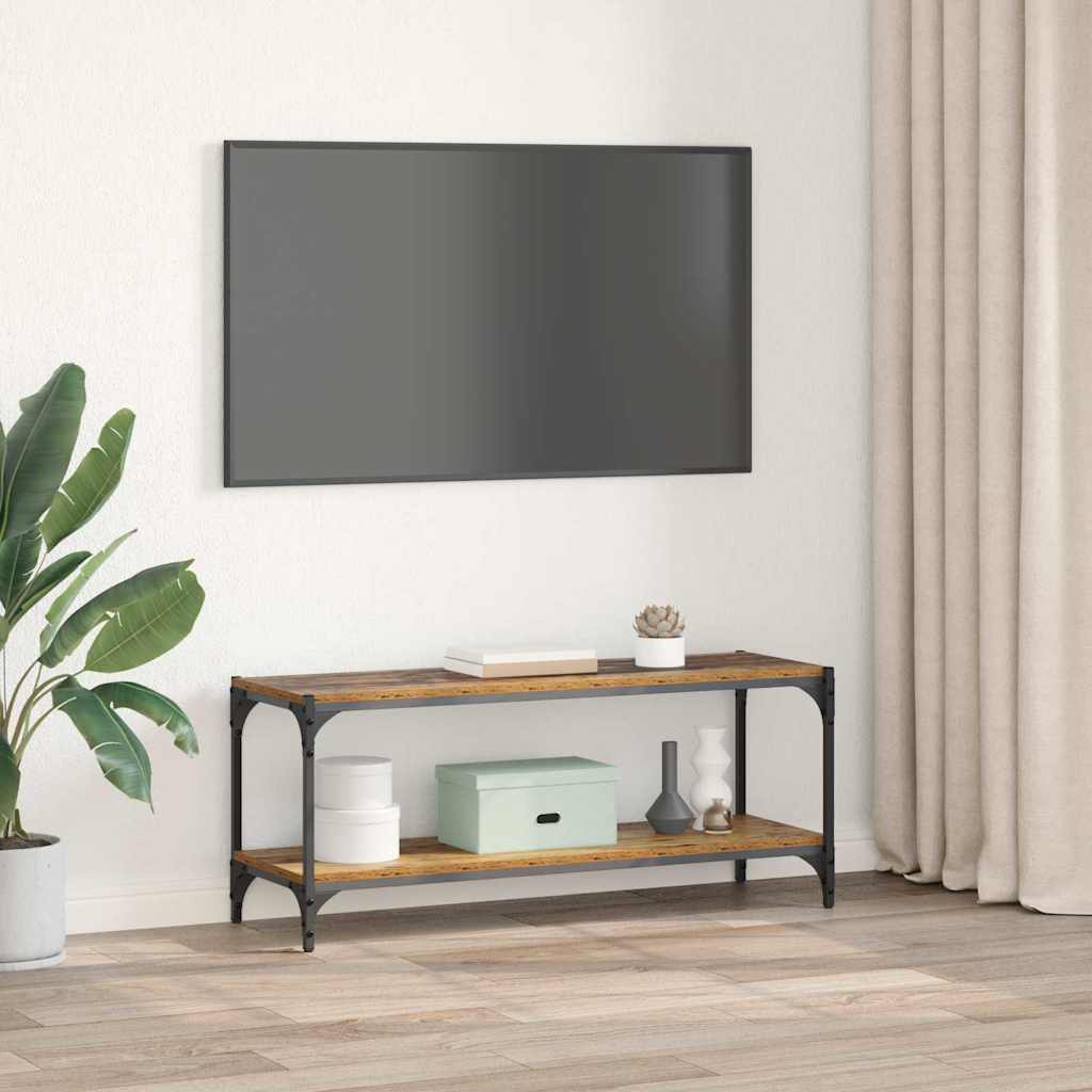 Meuble TV Bois Ancien 100x33x41cm Bois d'ingénierie et fer - XIOS