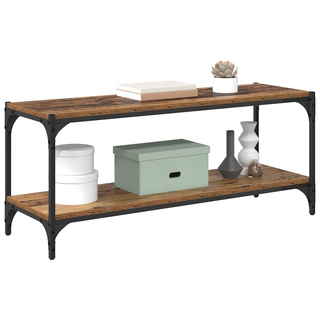 Meuble TV Bois Ancien 100x33x41cm Bois d'ingénierie et fer - XIOS