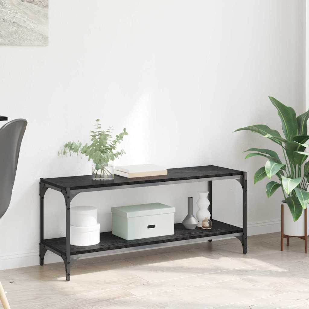 Meuble TV Chêne noir 100x33x41cm Bois d'ingénierie et fer - XIOS