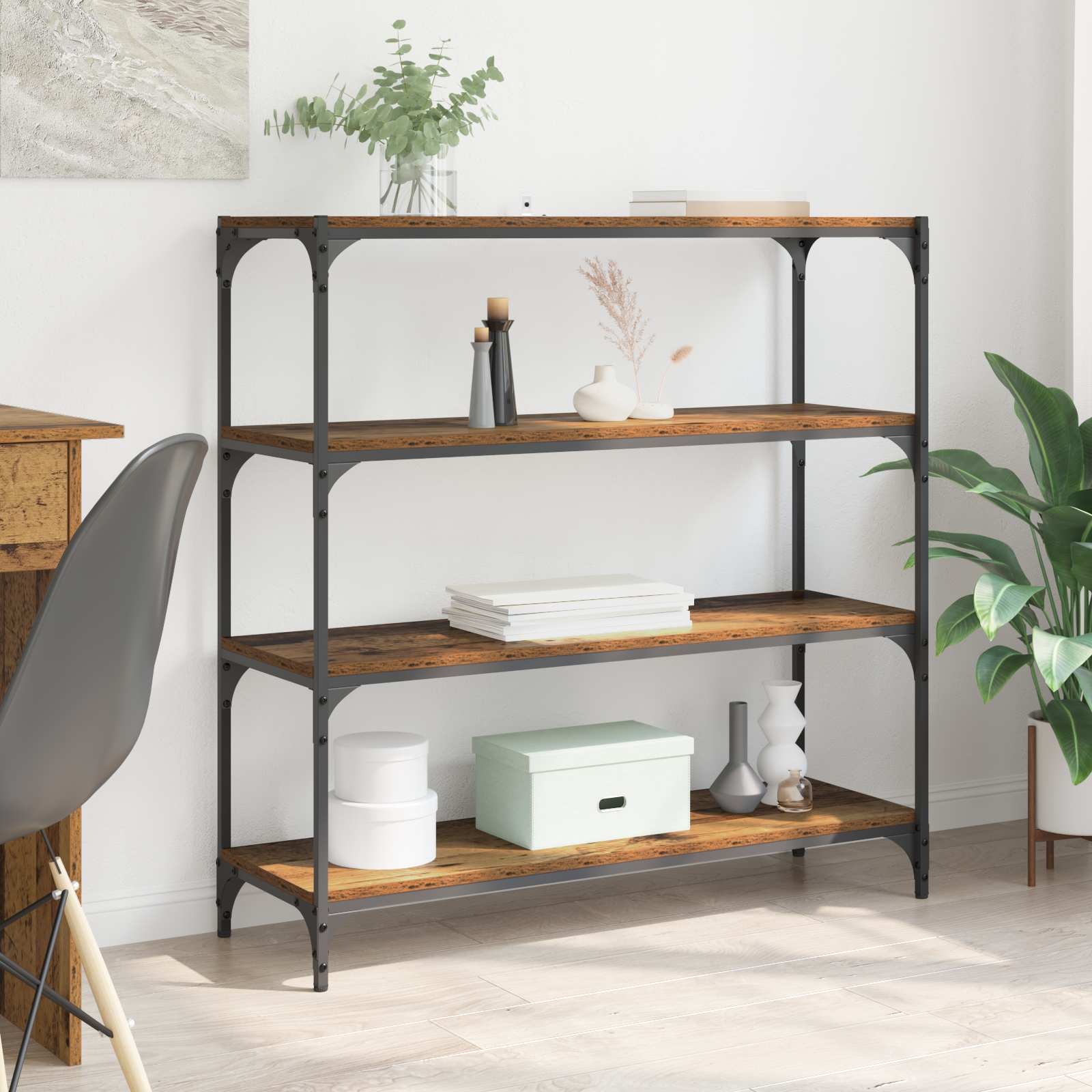 Bibliothèque Bois Ancien 100 x 33 x 100 cm