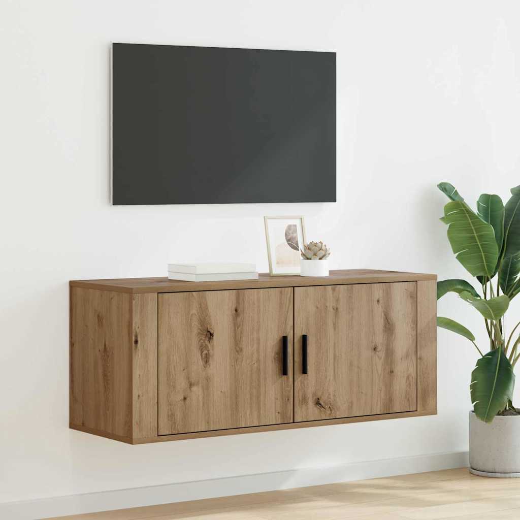 Meuble TV mural Chêne artisanal 100 x 34,5 x 40 cm - XIOS