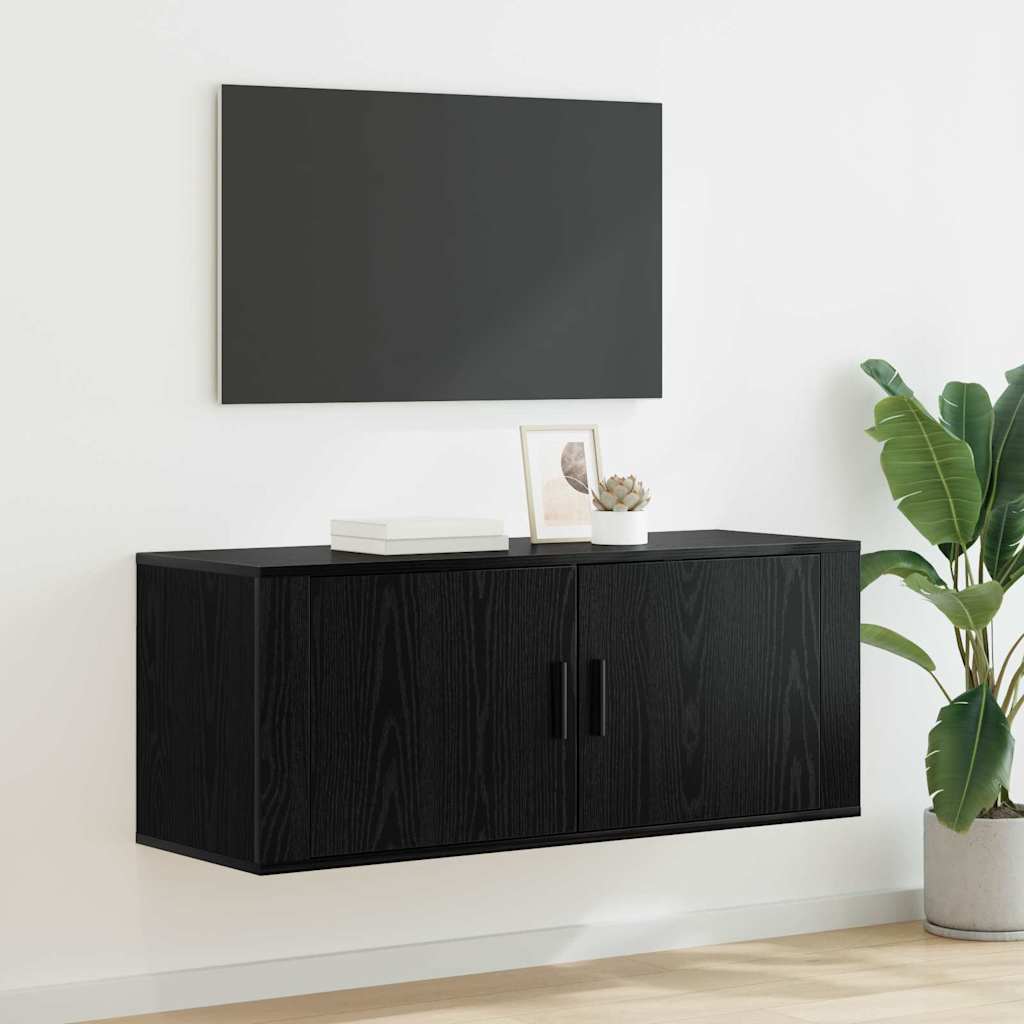 Meuble TV mural Chêne noir 100 x 34,5 x 40 cm Bois d'ingénierie - XIOS
